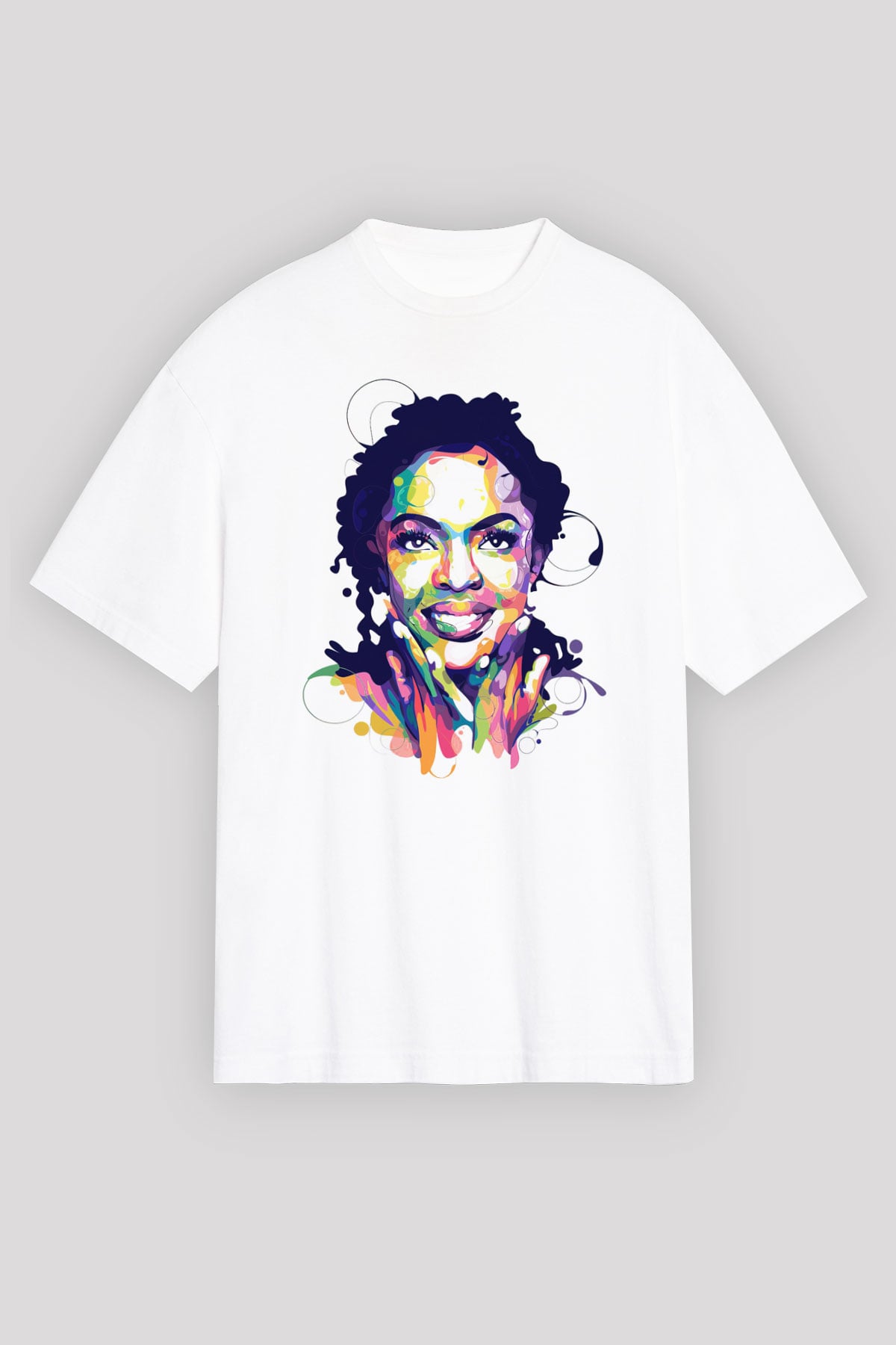 Lauryn Hill Beyaz Oversize Tişört Oversize T-shirt - TişörtFabrikası