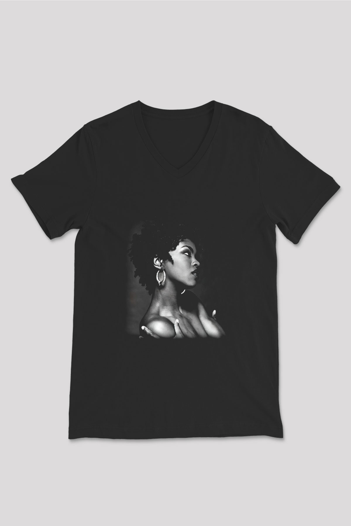 Lauryn Hill Siyah Unisex V Yaka Tişört T-Shirt