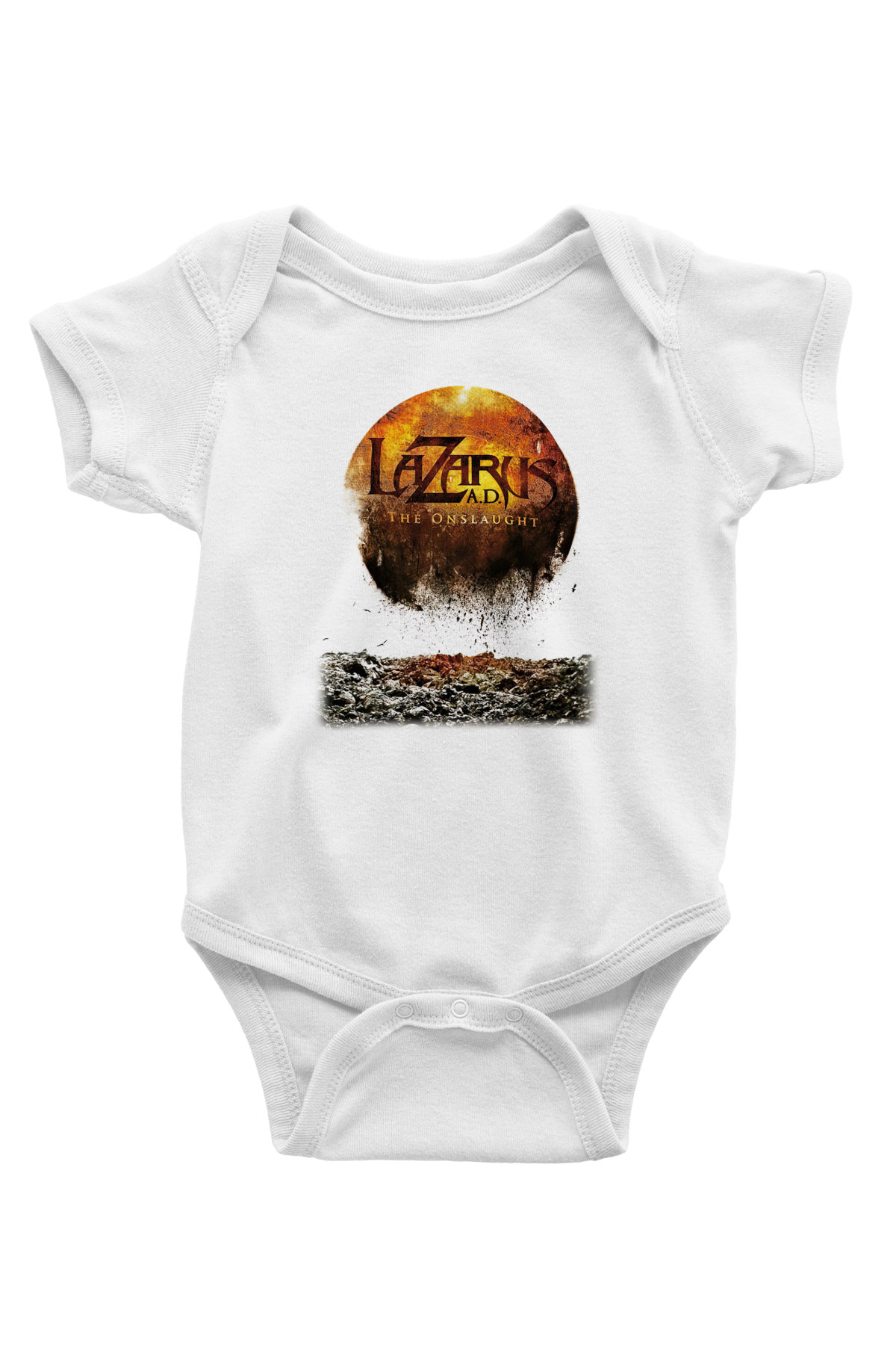 Lazarus A.D. Baskılı Beyaz Unisex Bebek Body - Zıbın