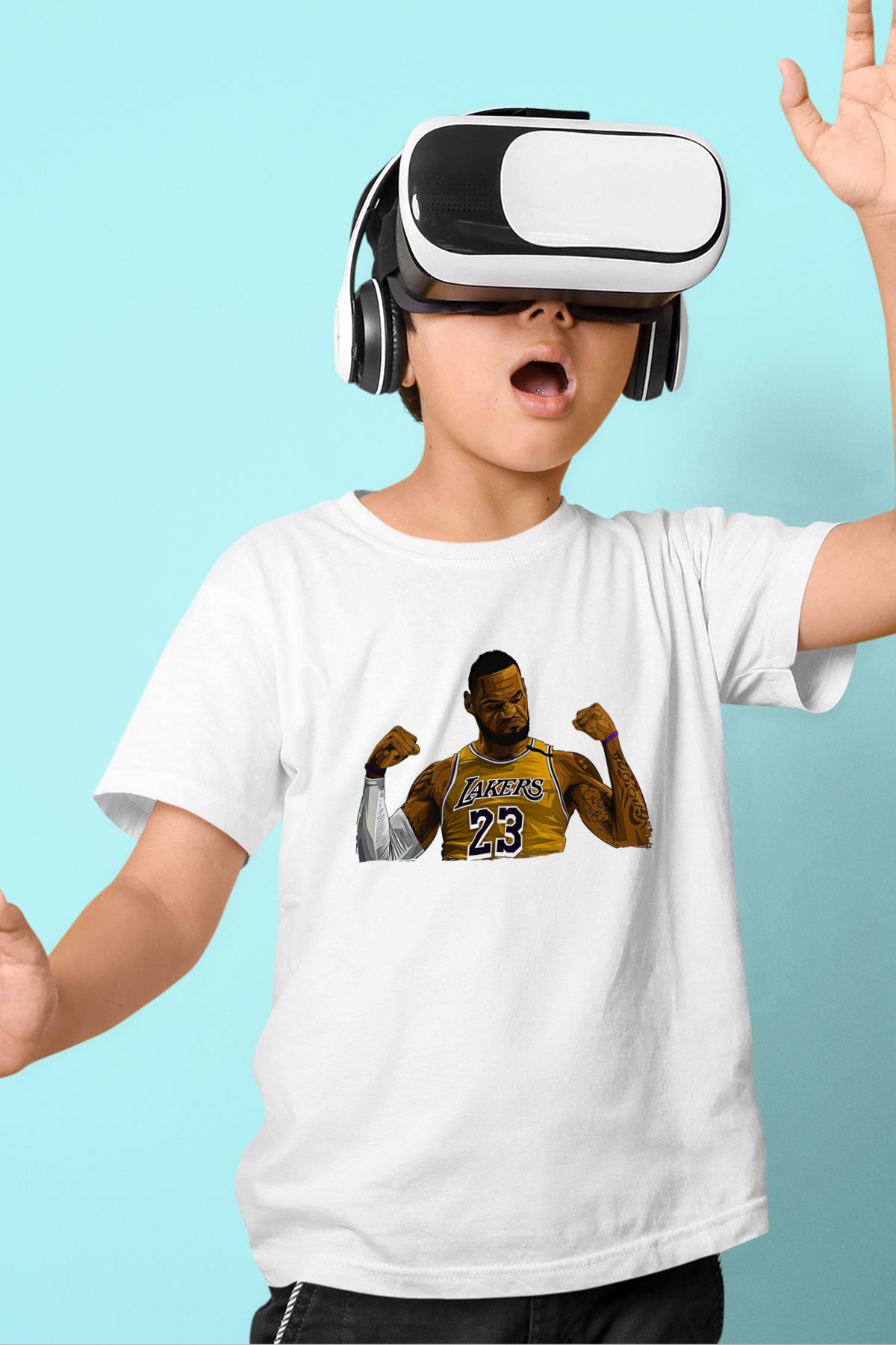 Lebron James Baskılı Beyaz Unisex Beyaz Çocuk Tişört - Tshirt