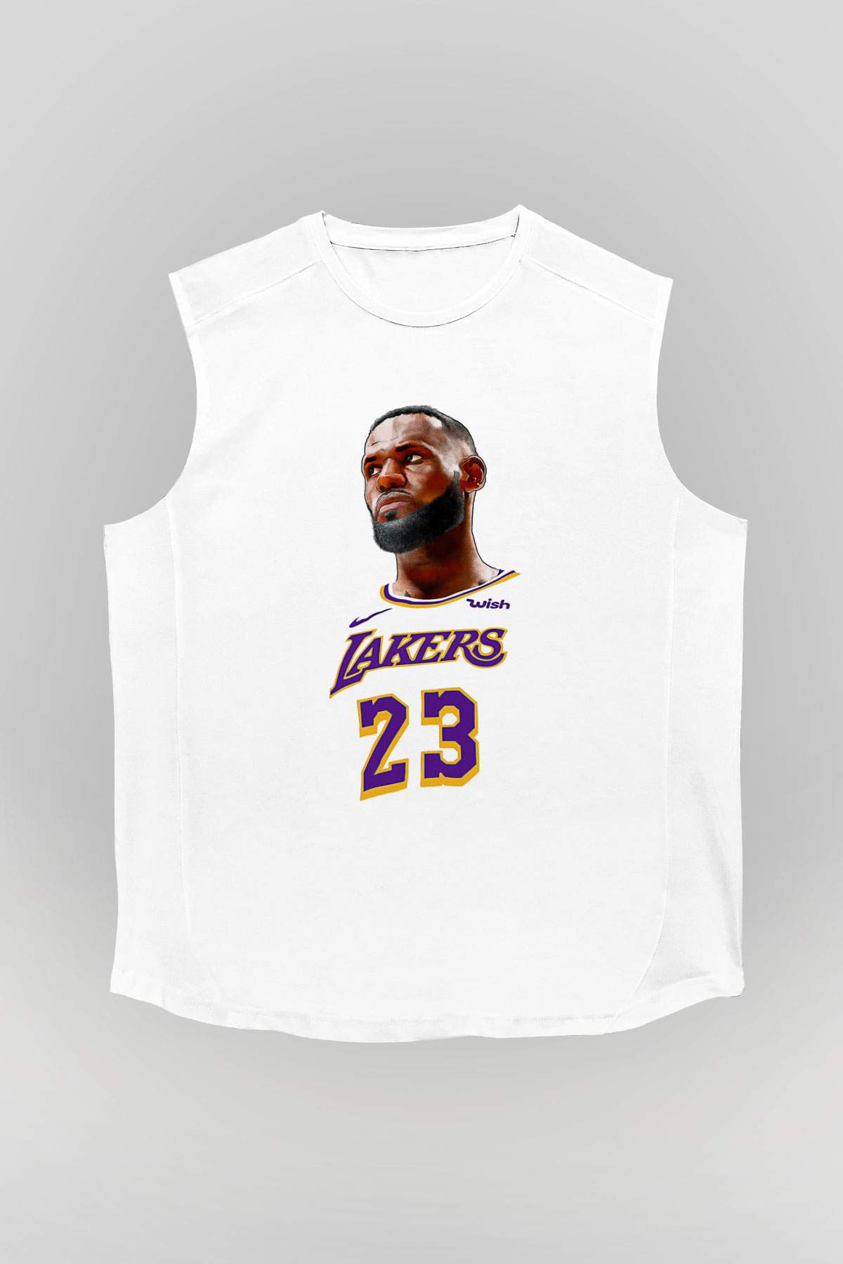 Lebron James Baskılı Beyaz Unisex Kolsuz Tişört - Tshirt