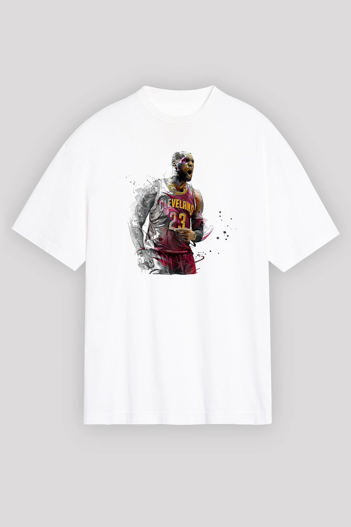 Lebron James Baskılı Beyaz Unisex Oversize Tişört - Tshirt