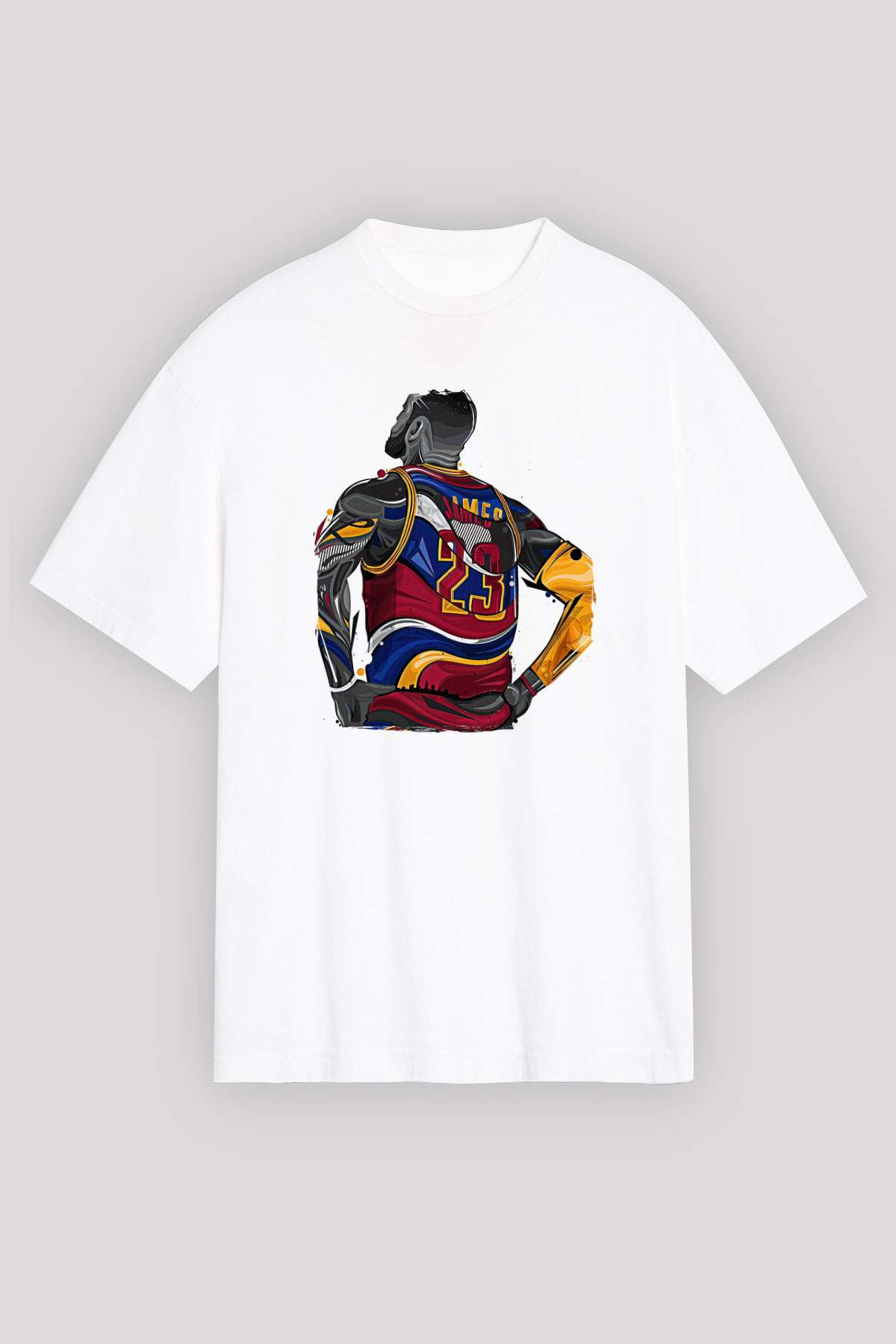 Lebron James Baskılı Beyaz Unisex Oversize Tişört - Tshirt