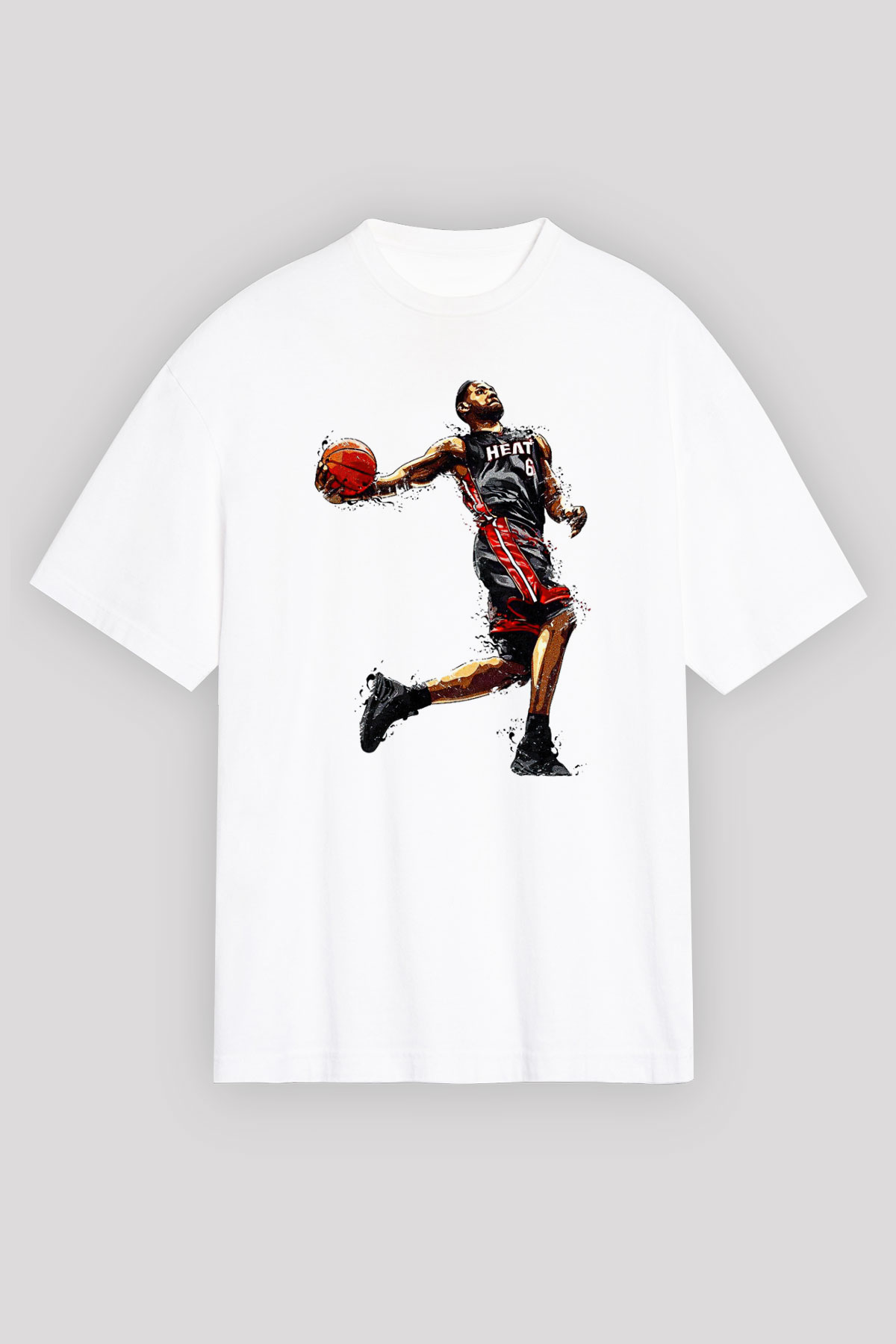 Lebron James Baskılı Beyaz Unisex Oversize Tişört - Tshirt