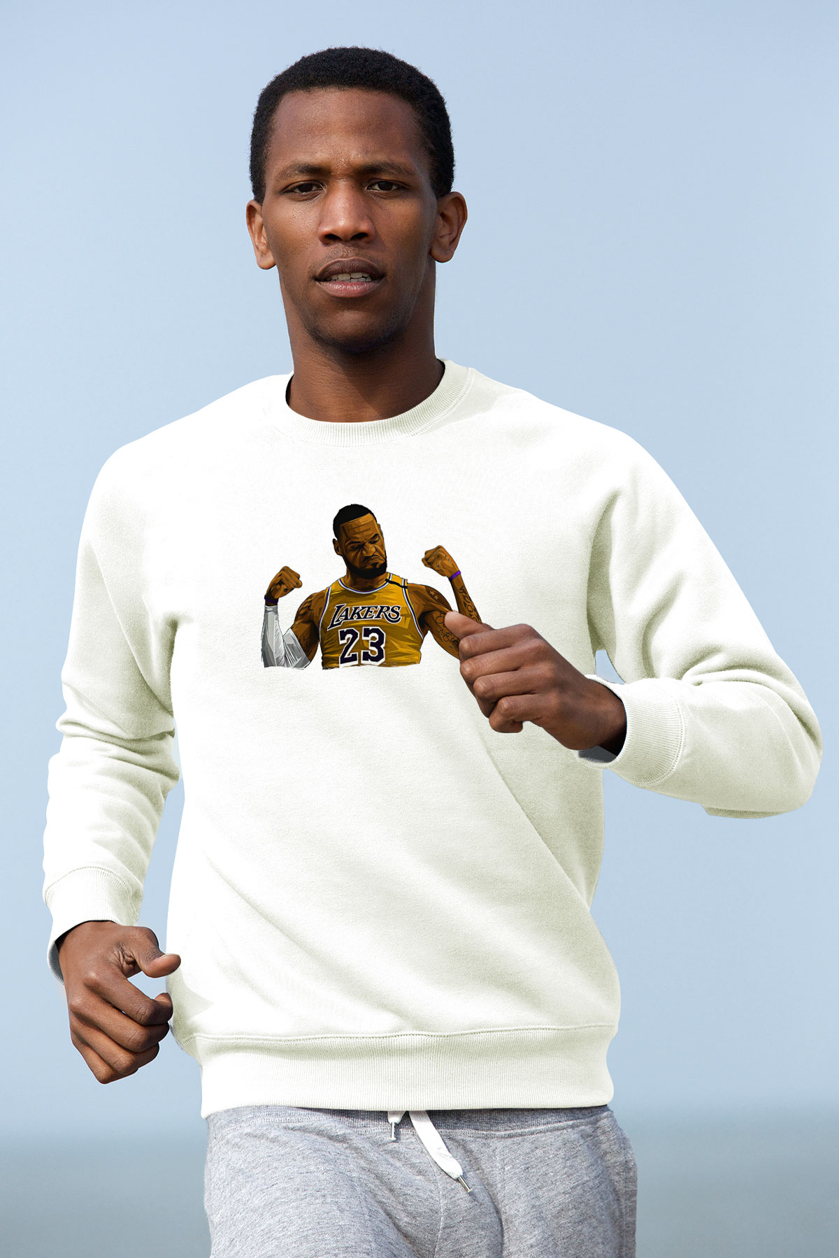 Lebron James Baskılı Beyaz Unisex Sweatshirt