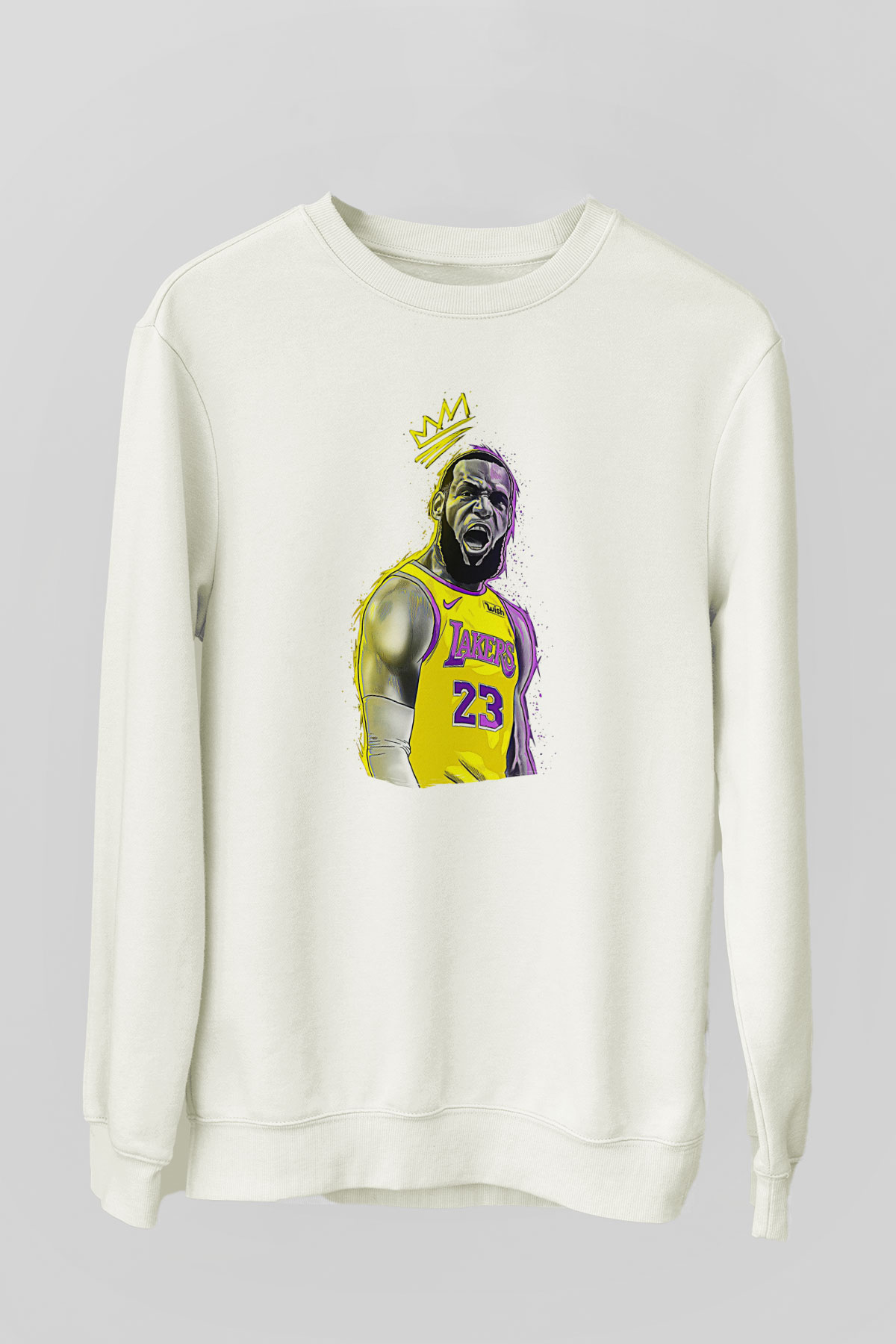 Lebron James Baskılı Beyaz Unisex Sweatshirt