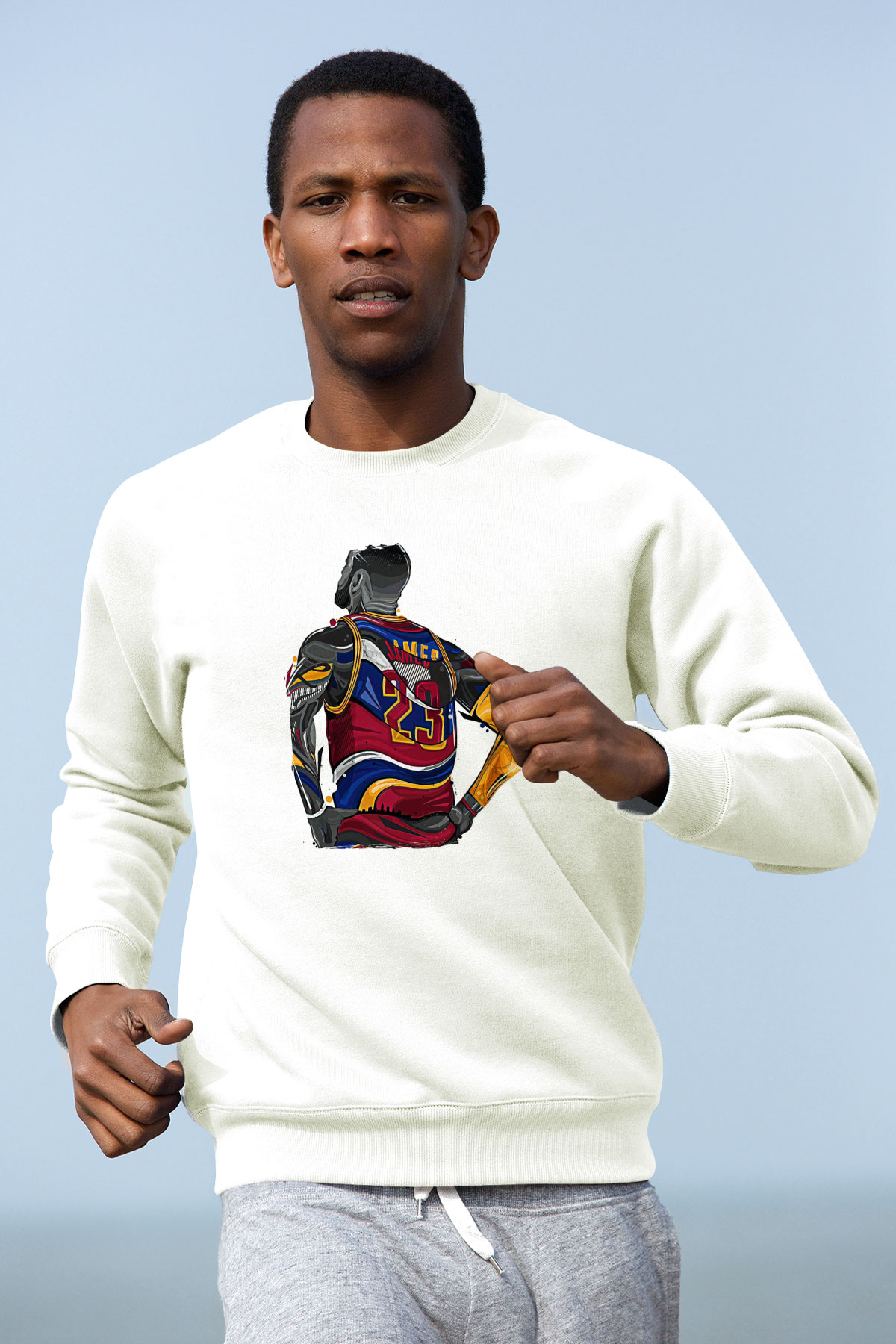 Lebron James Baskılı Beyaz Unisex Sweatshirt