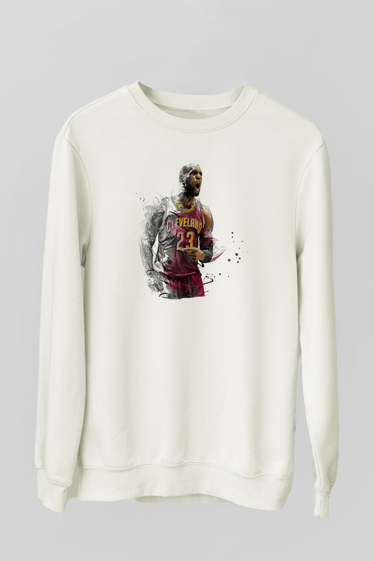 Lebron James Baskılı Beyaz Unisex Sweatshirt