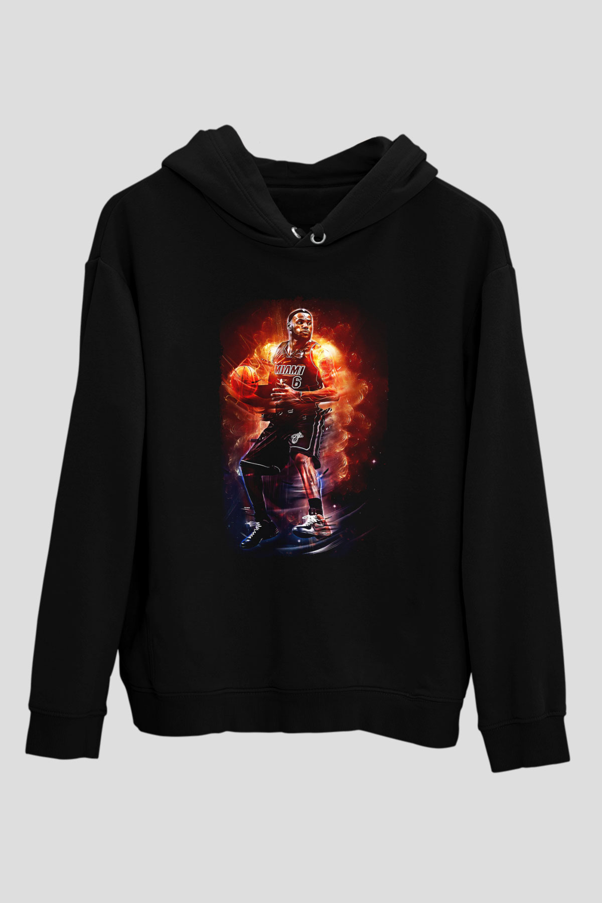 Lebron James Baskılı Unisex Siyah Kapüşonlu Sweatshirt