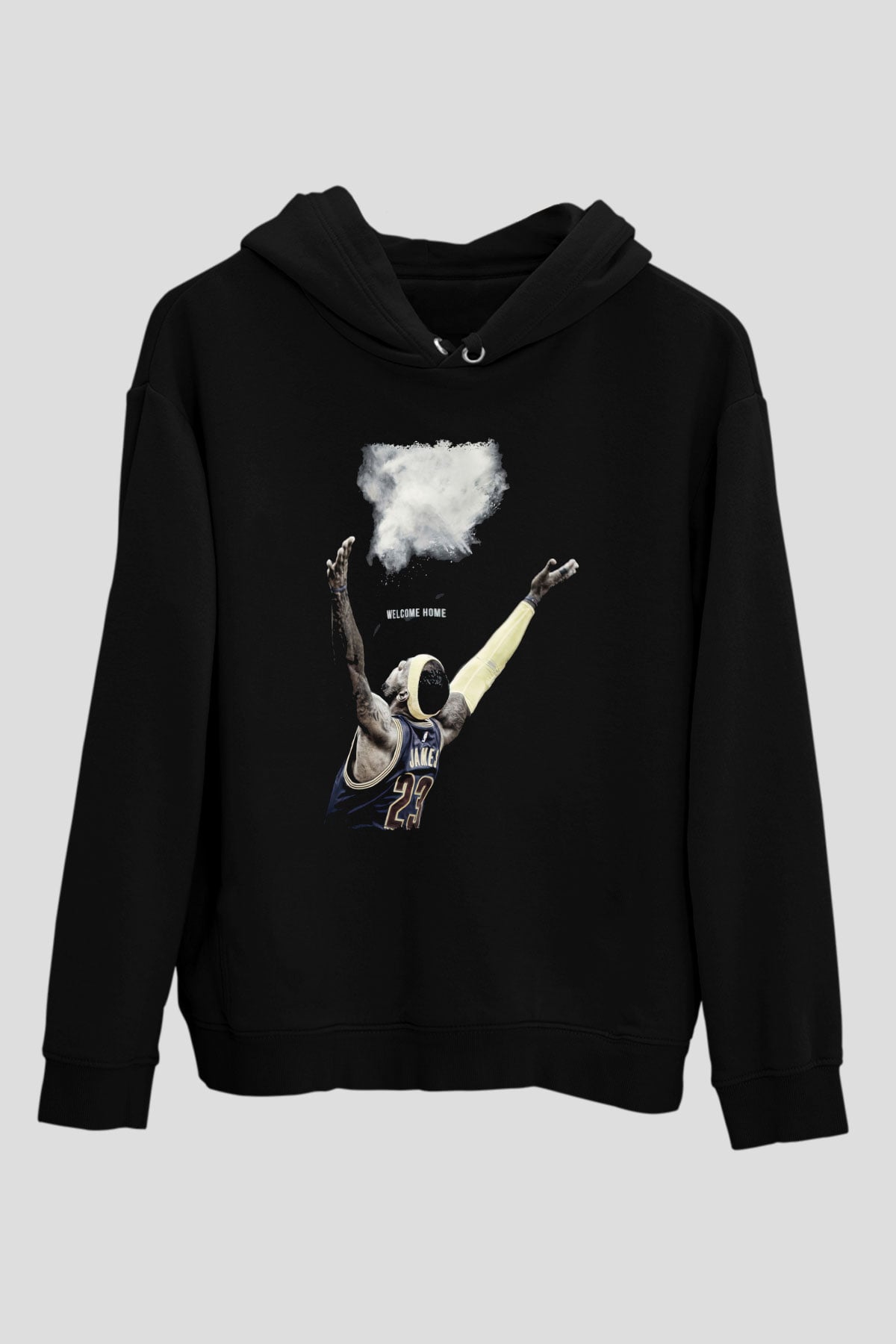 Lebron James Baskılı Unisex Siyah Kapüşonlu Sweatshirt