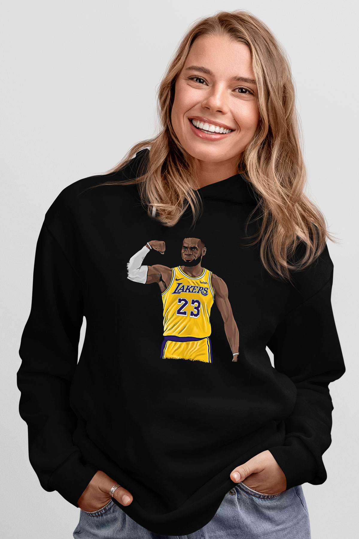 Lebron James Baskılı Unisex Siyah Kapüşonlu Sweatshirt