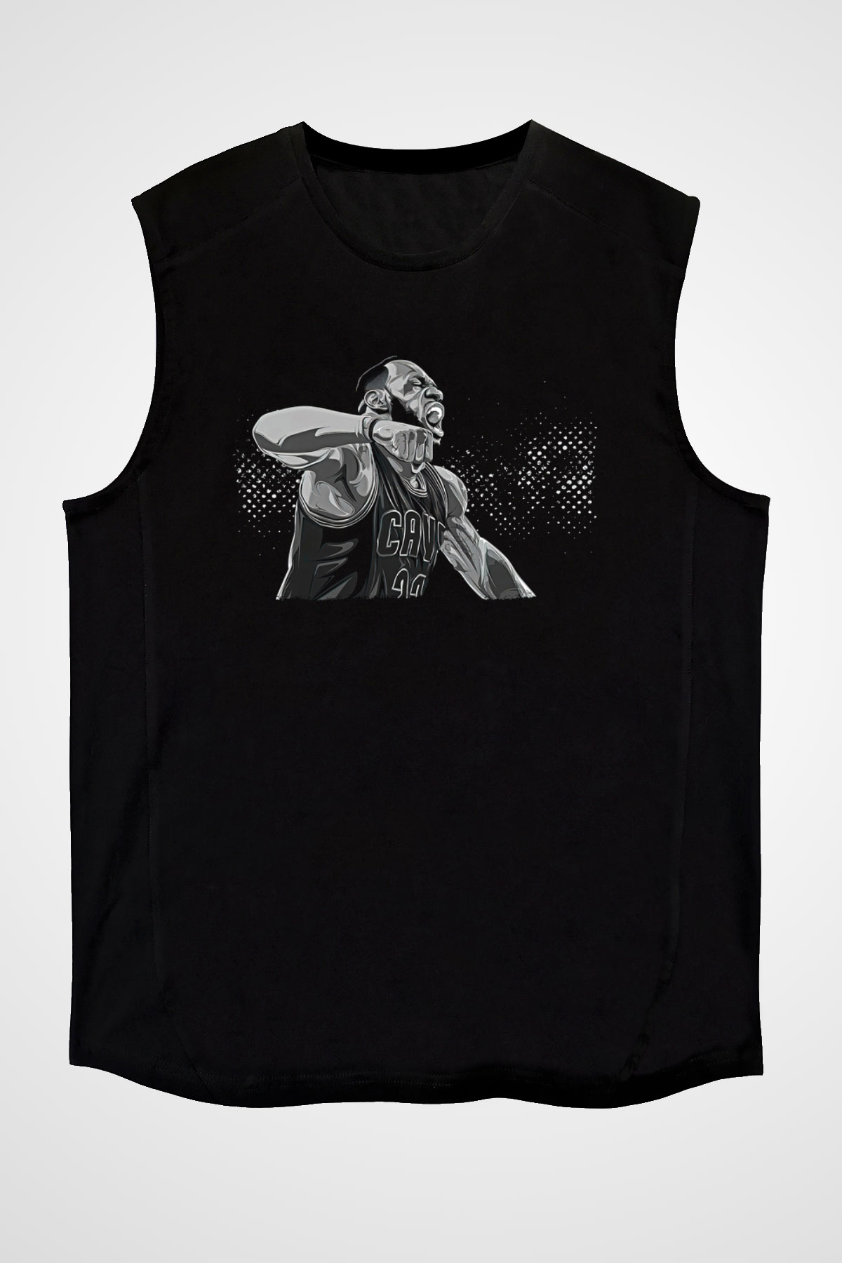 Lebron James Baskılı Unisex Siyah Kolsuz Tişört - Tshirt