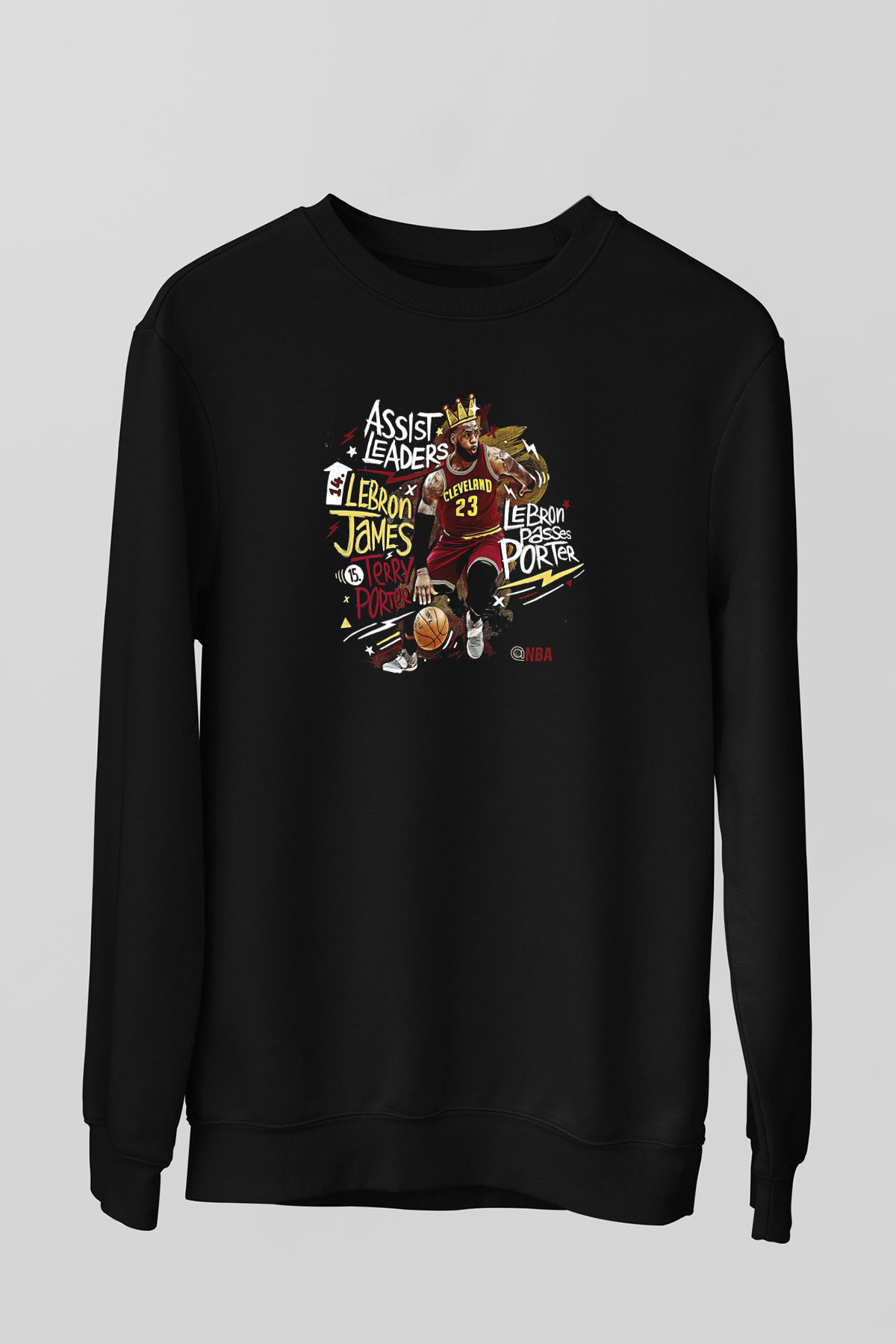 Lebron James Baskılı Unisex Siyah Sweatshirt