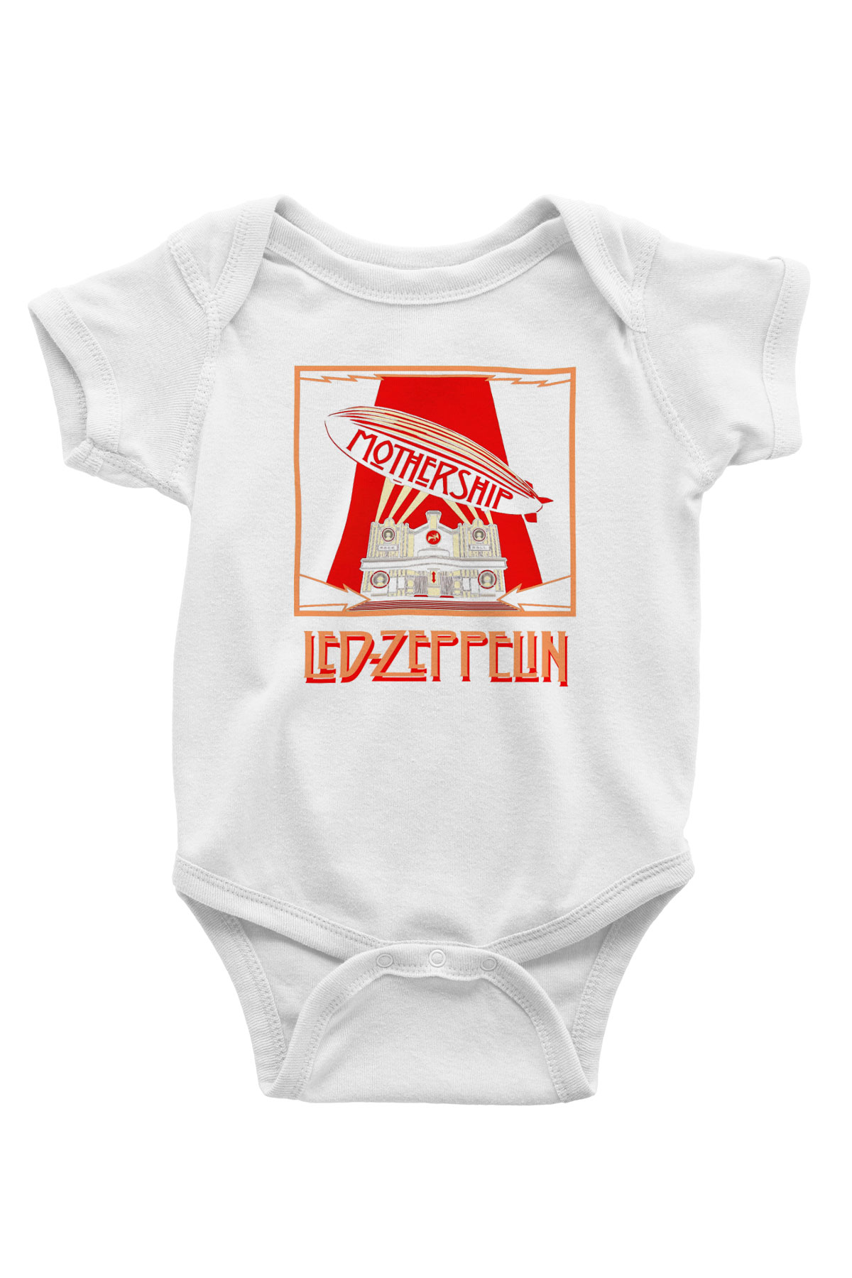 Led Zeppelin Baskılı Beyaz Unisex Bebek Body - Zıbın