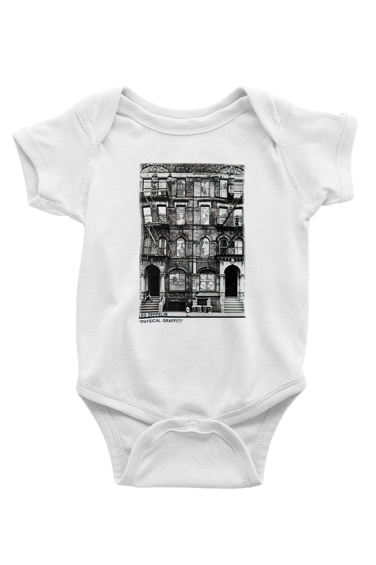Led Zeppelin Baskılı Beyaz Unisex Bebek Body - Zıbın