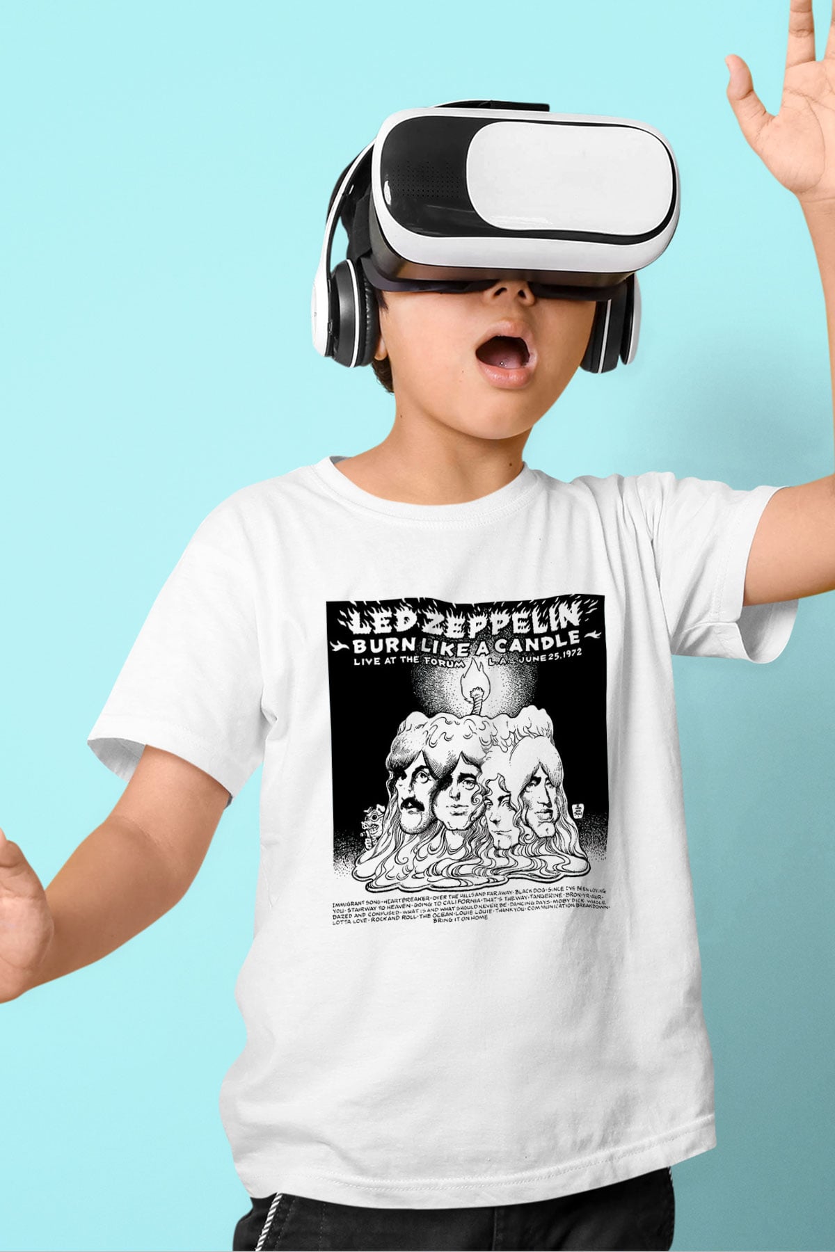 Led Zeppelin Baskılı Beyaz Unisex Çocuk Tişört