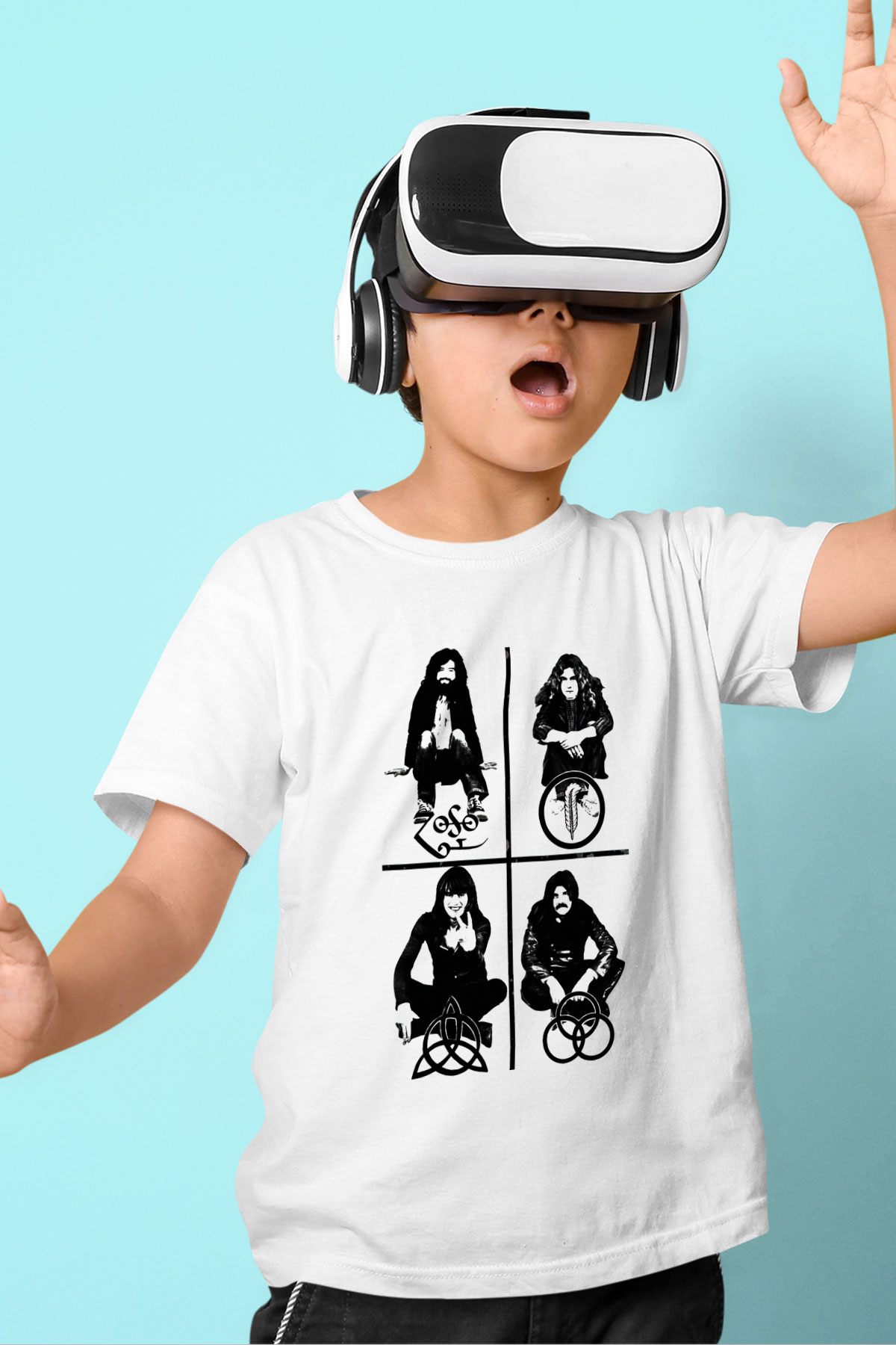 Led Zeppelin Baskılı Beyaz Unisex Çocuk Tişört