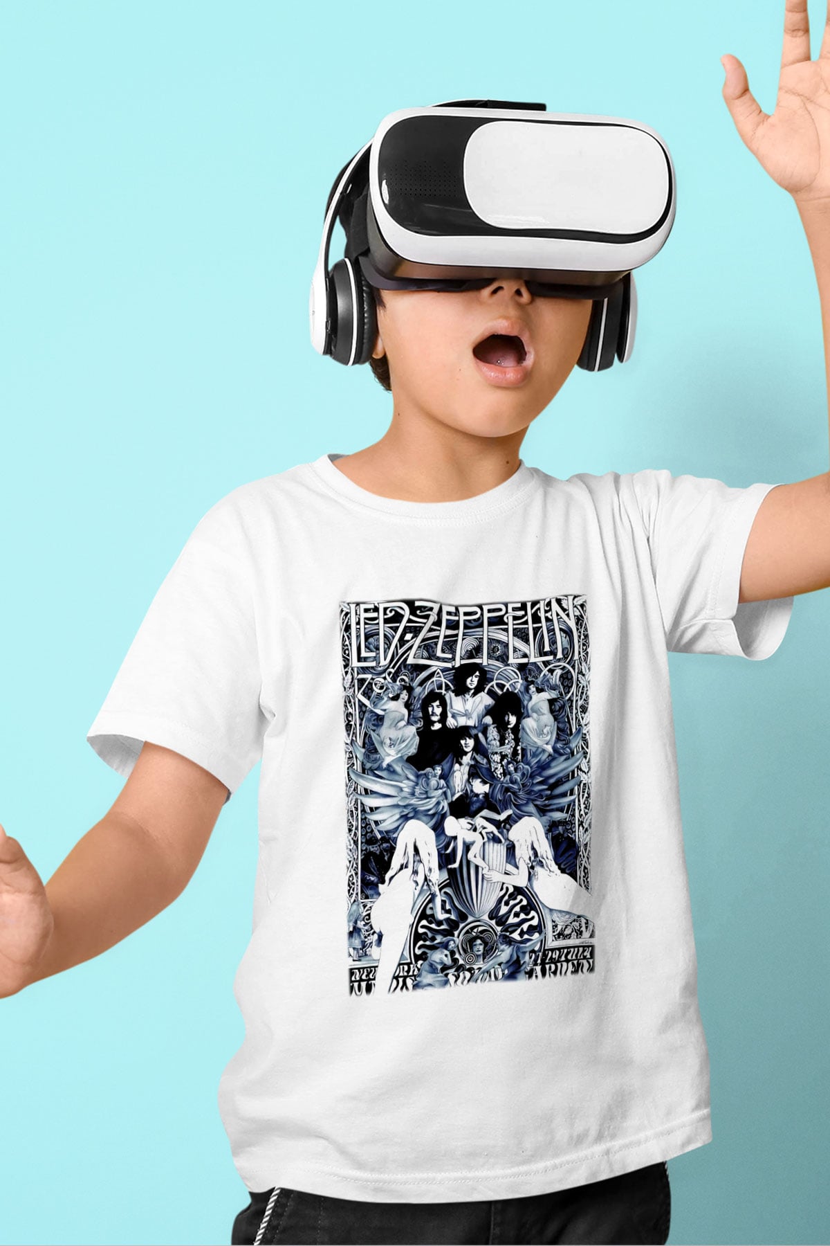 Led Zeppelin Baskılı Beyaz Unisex Çocuk Tişört