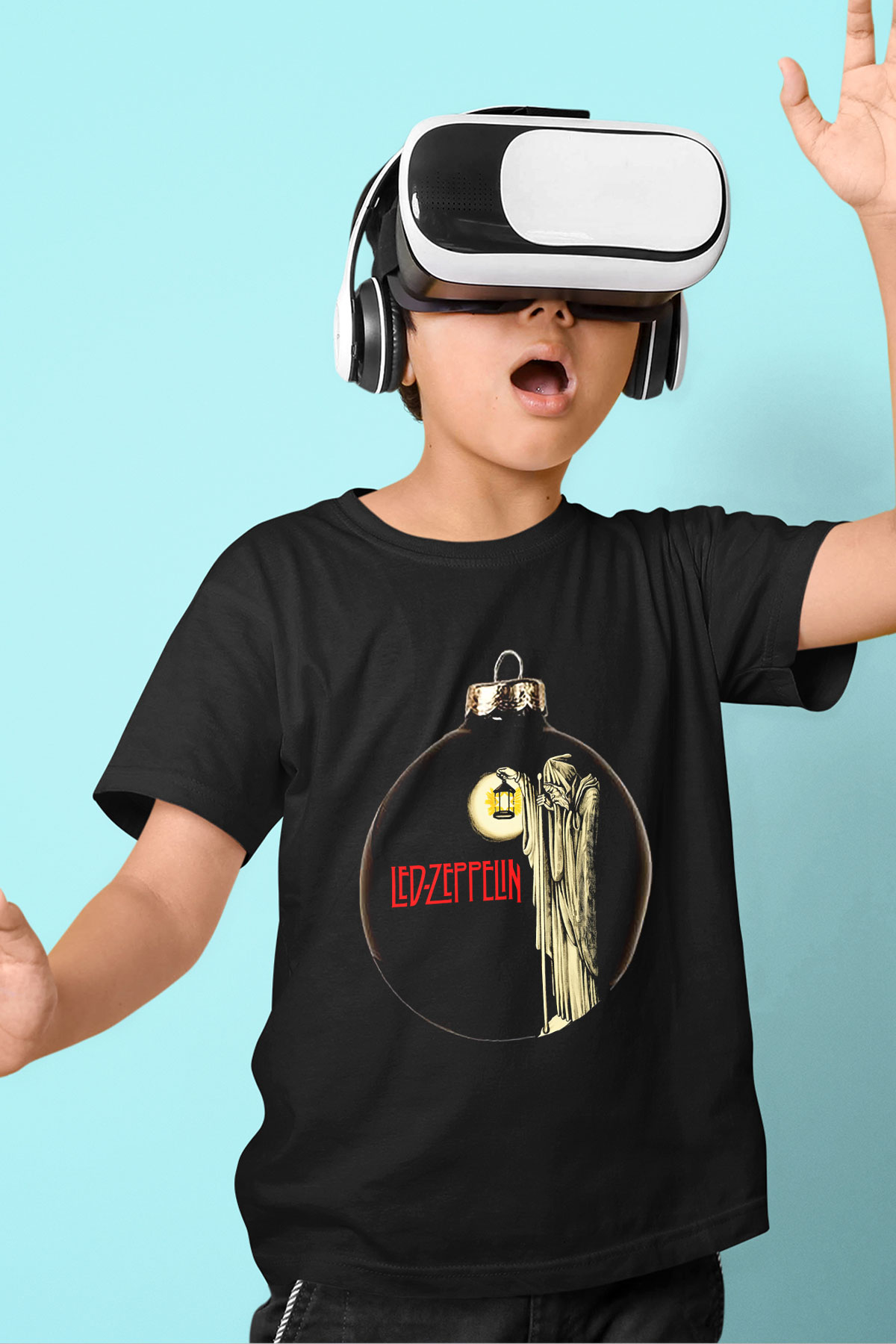 Led Zeppelin Baskılı Siyah Unisex Çocuk Tişört