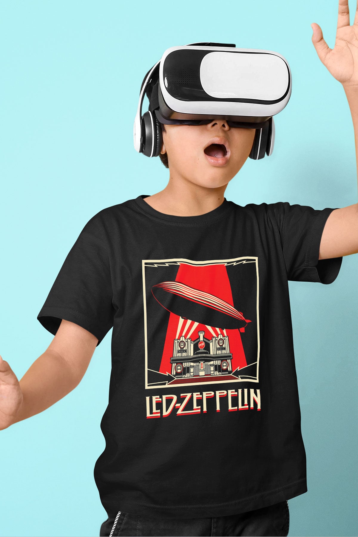 Led Zeppelin Baskılı Siyah Unisex Çocuk Tişört