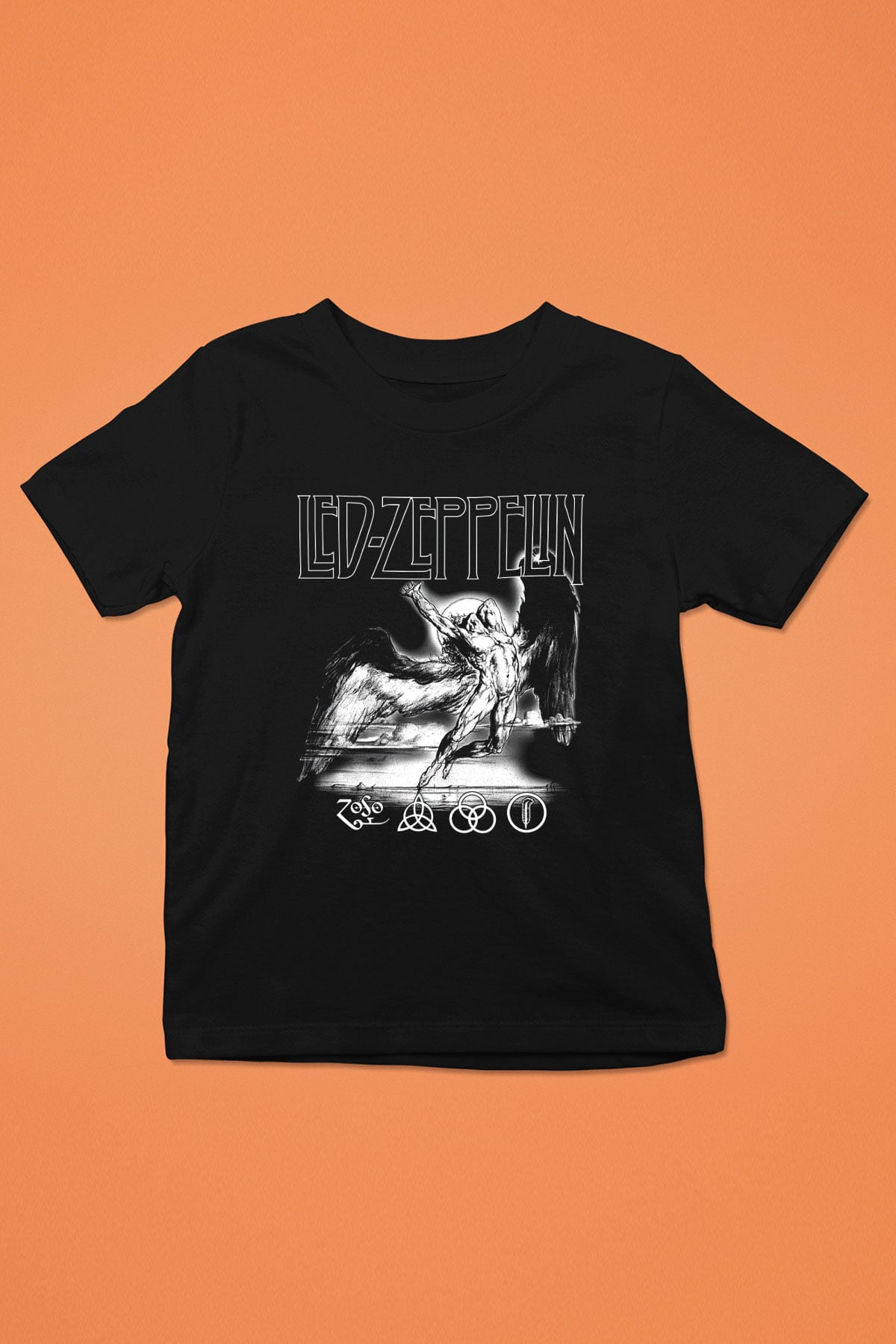 Led Zeppelin Baskılı Siyah Unisex Çocuk Tişört