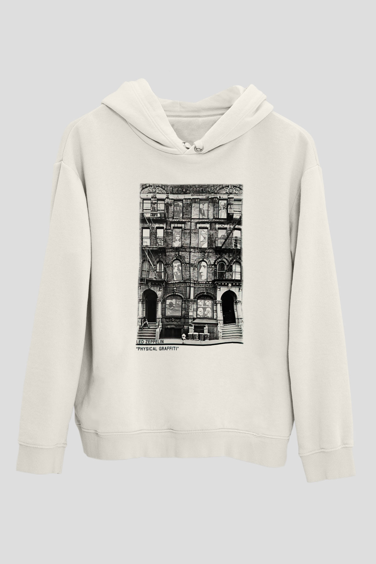 Led Zeppelin Beyaz Unisex Kapşonlu Sweatshirt