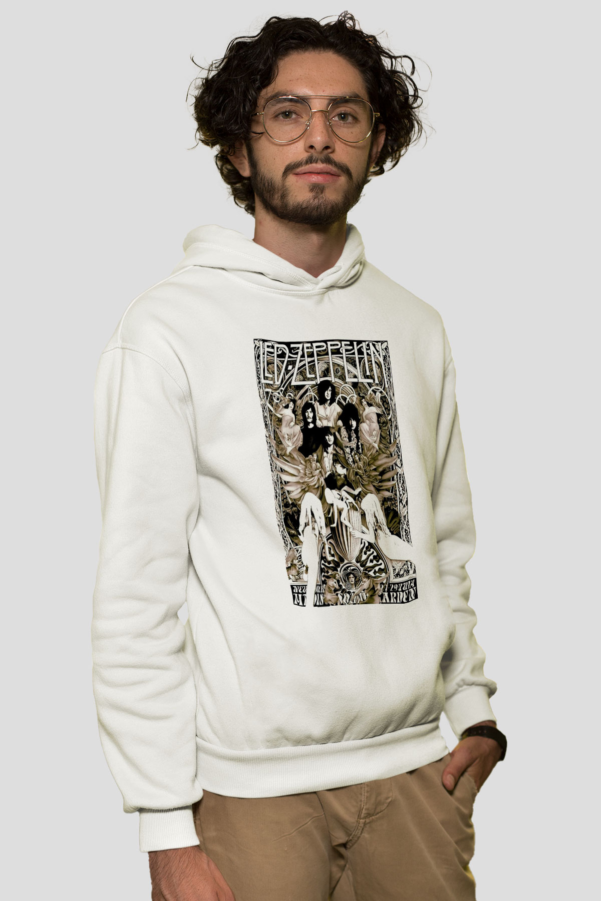 Led Zeppelin Beyaz Unisex Kapşonlu Sweatshirt