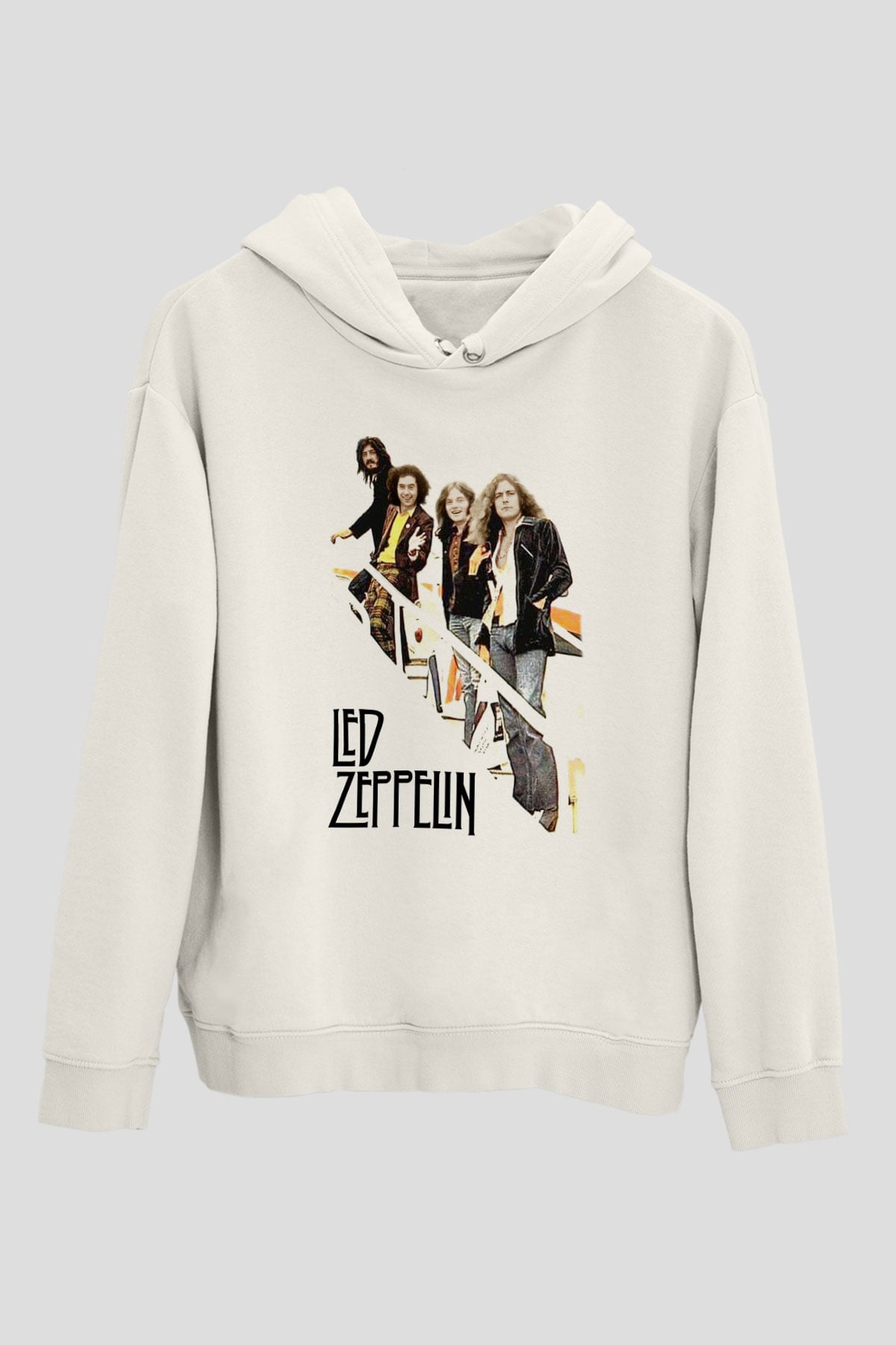 Led Zeppelin Beyaz Unisex Kapşonlu Sweatshirt