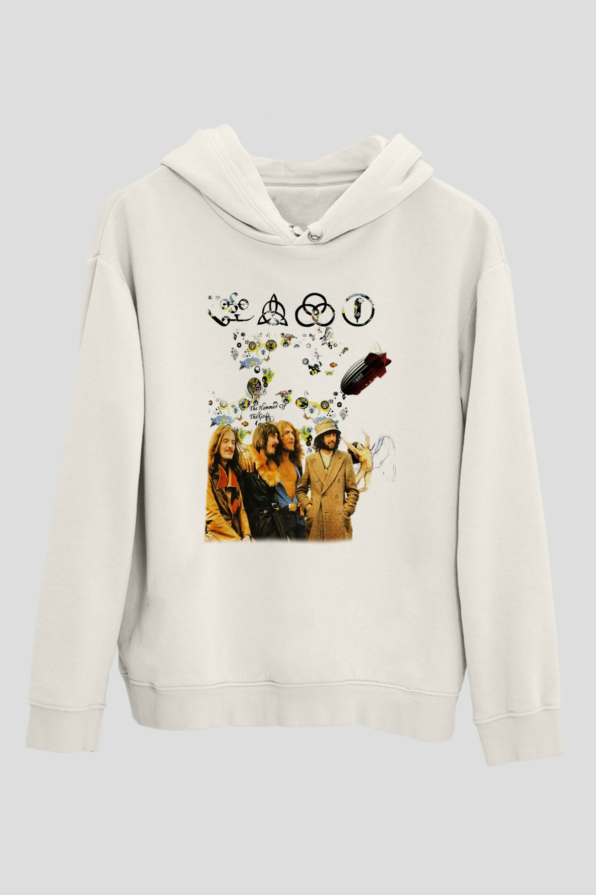Led Zeppelin Beyaz Unisex Kapşonlu Sweatshirt