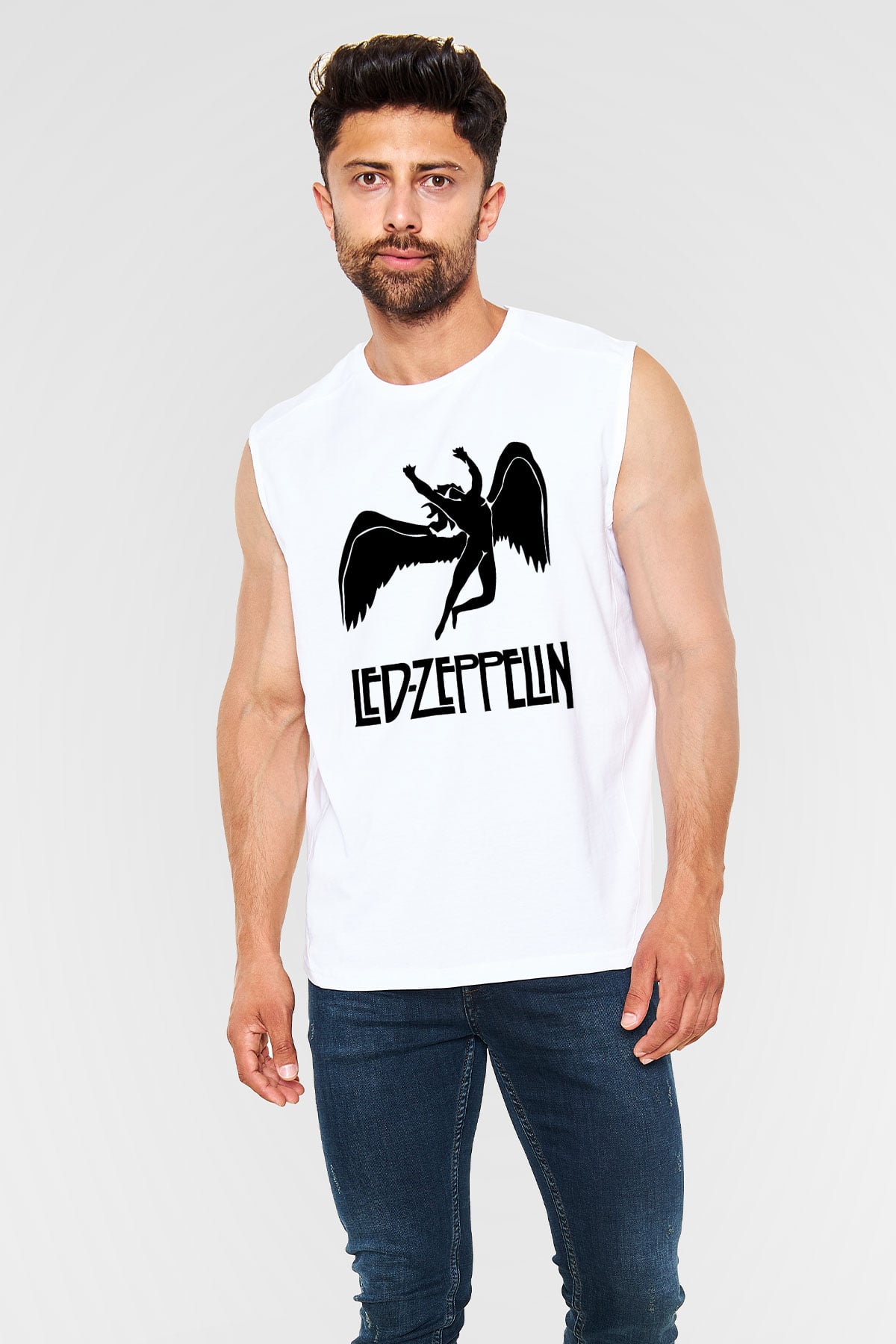 Led Zeppelin Beyaz Unisex Kolsuz Tişört