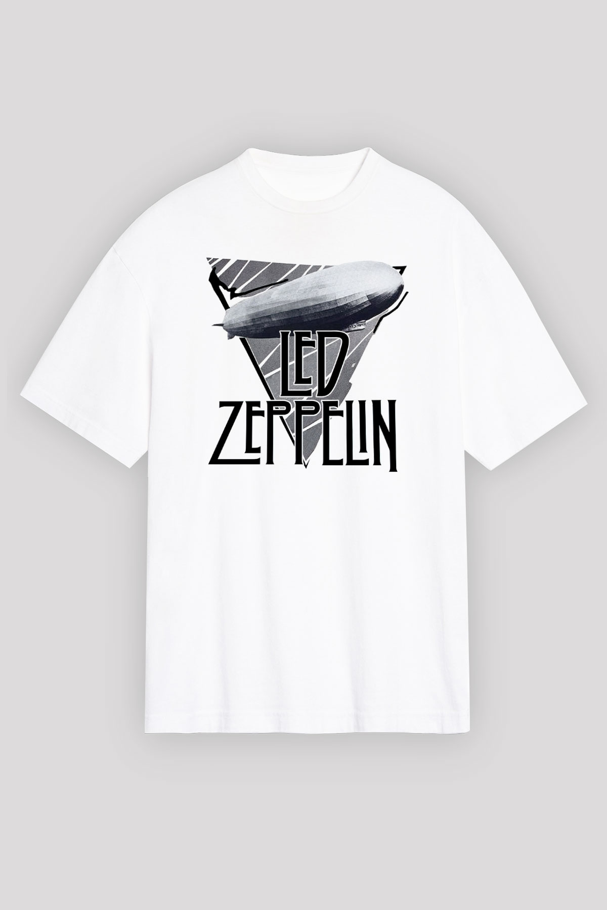 Led Zeppelin Beyaz Unisex Oversize Tişört T-Shirt