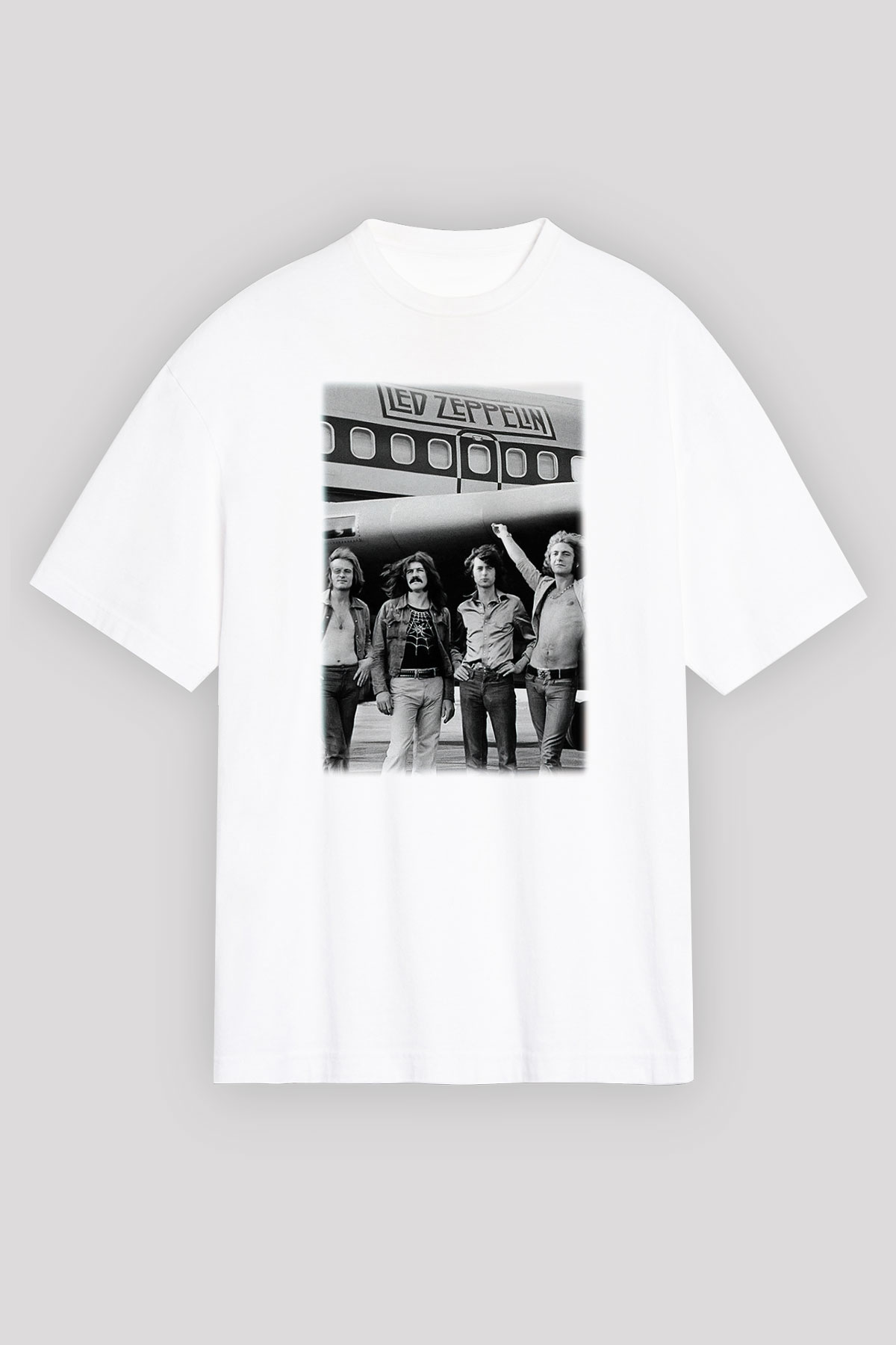 Led Zeppelin Beyaz Unisex Oversize Tişört T-Shirt