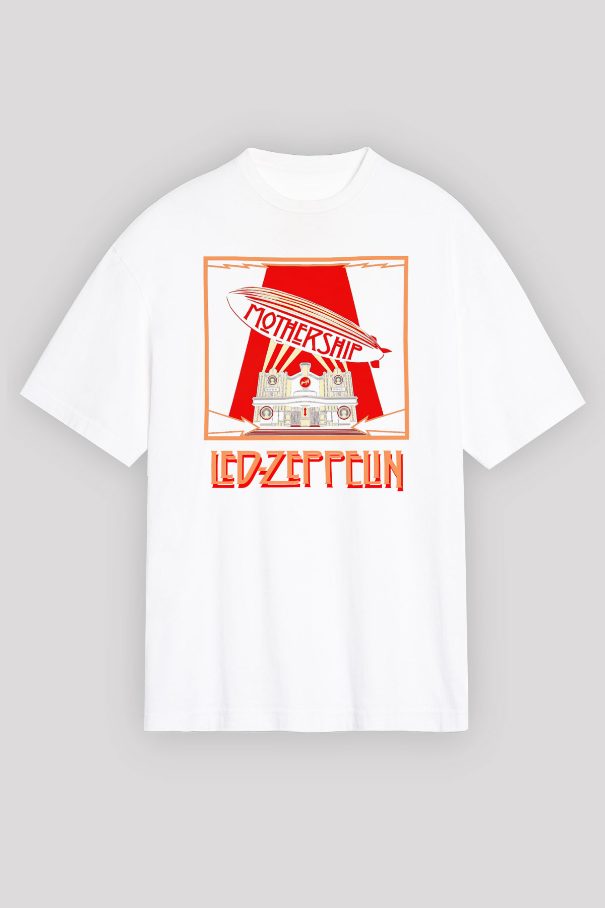 Led Zeppelin Beyaz Unisex Oversize Tişört T-Shirt