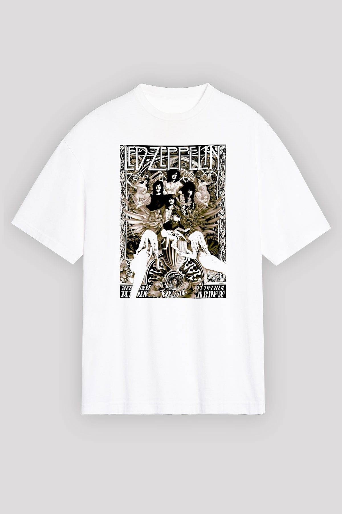 Led Zeppelin Beyaz Unisex Oversize Tişört T-Shirt