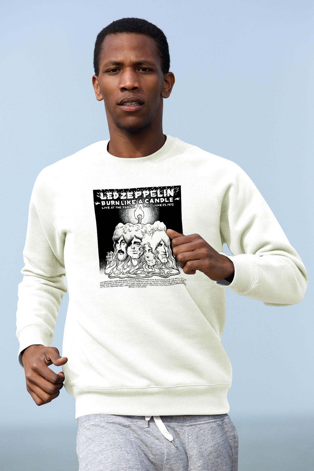 Led Zeppelin Beyaz Unisex Sweatshirt