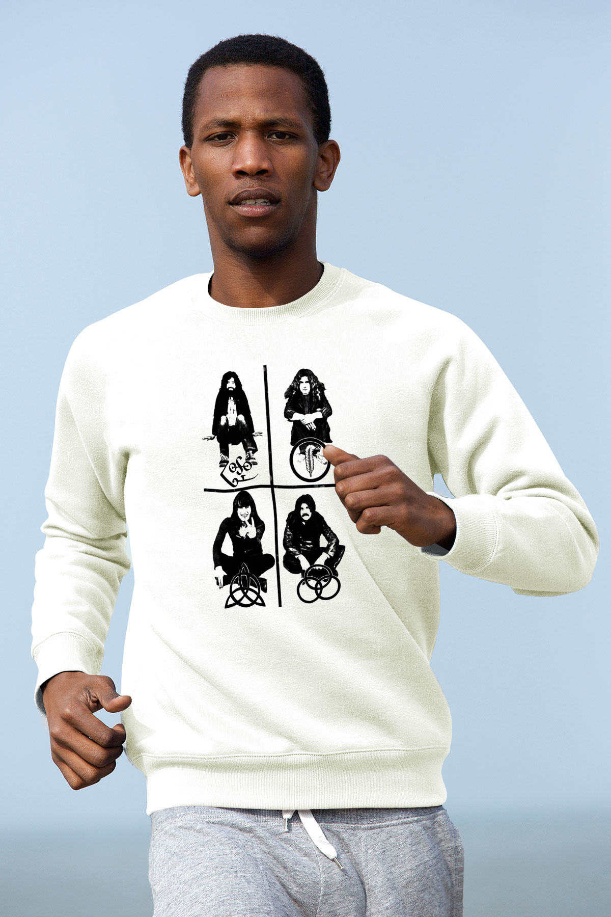 Led Zeppelin Beyaz Unisex Sweatshirt