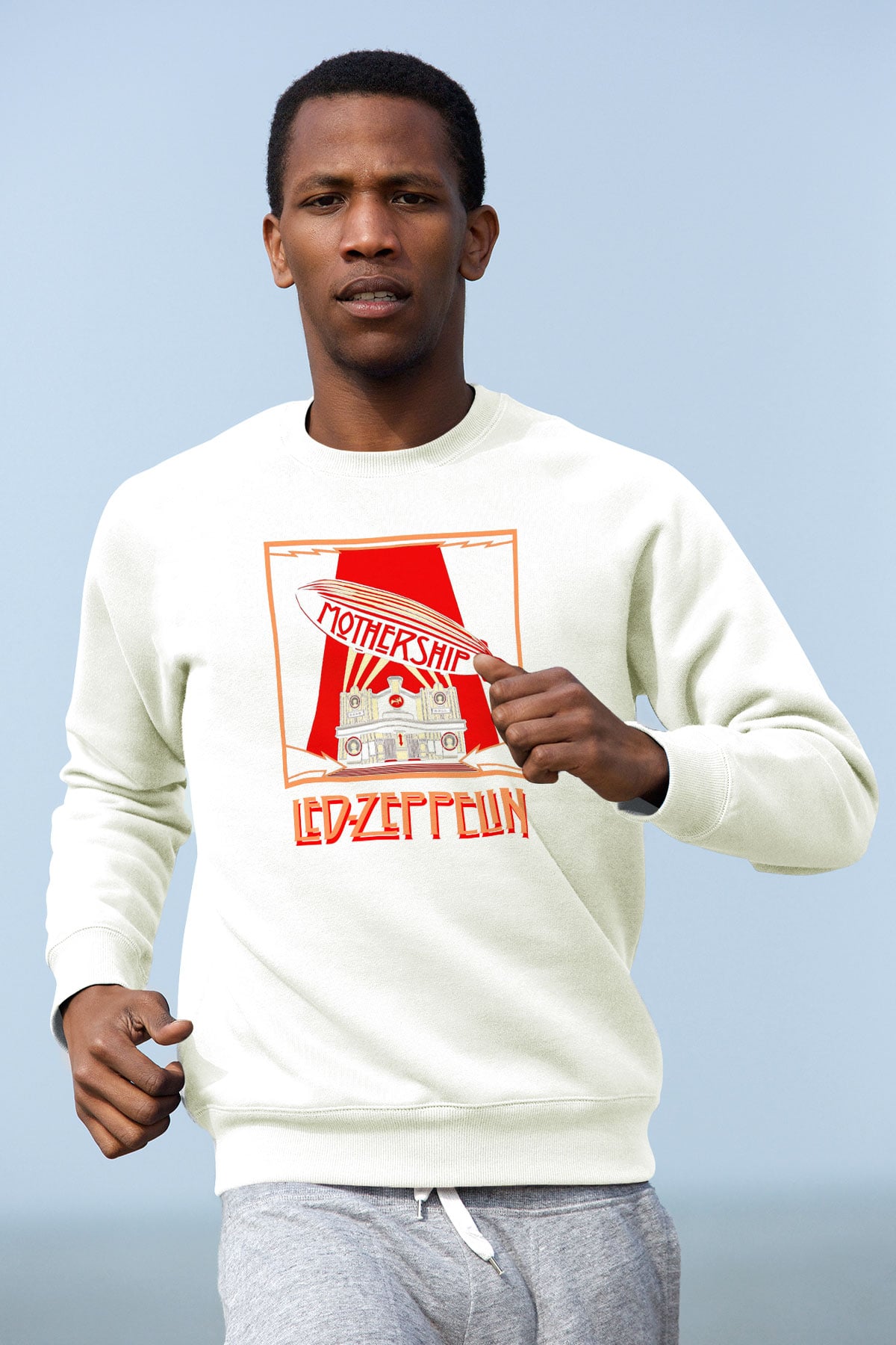 Led Zeppelin Beyaz Unisex Sweatshirt