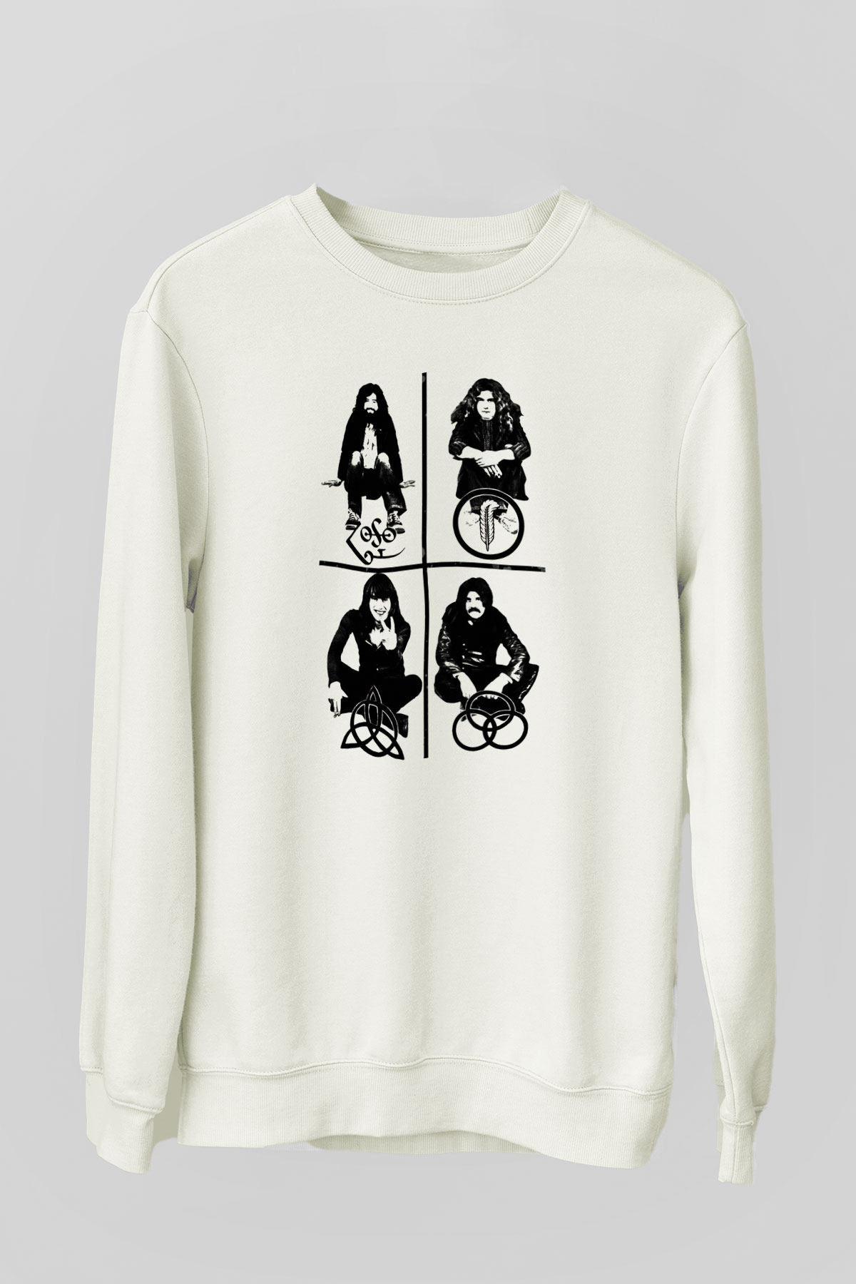 Led Zeppelin Beyaz Unisex Sweatshirt