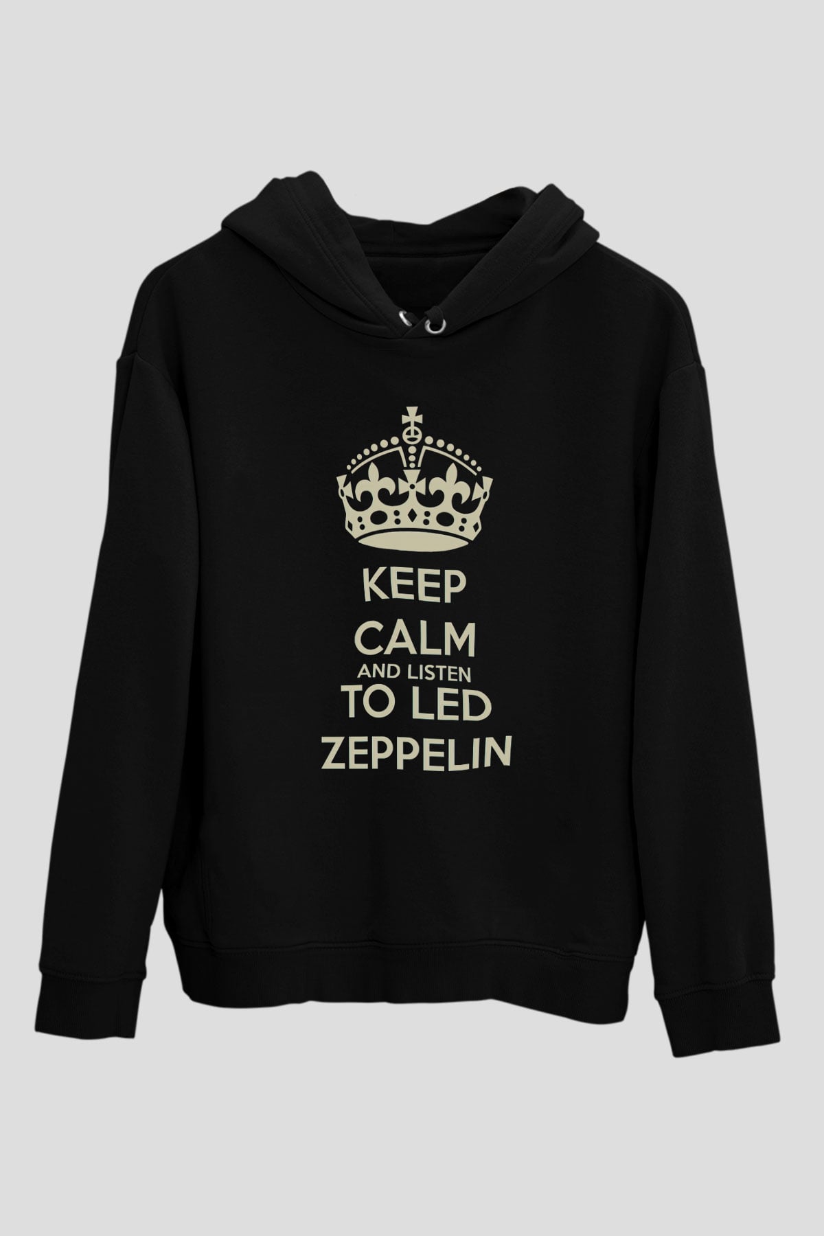Led Zeppelin Keep Calm And Listen To Led Zeppelin Siyah Unisex Hoodie
