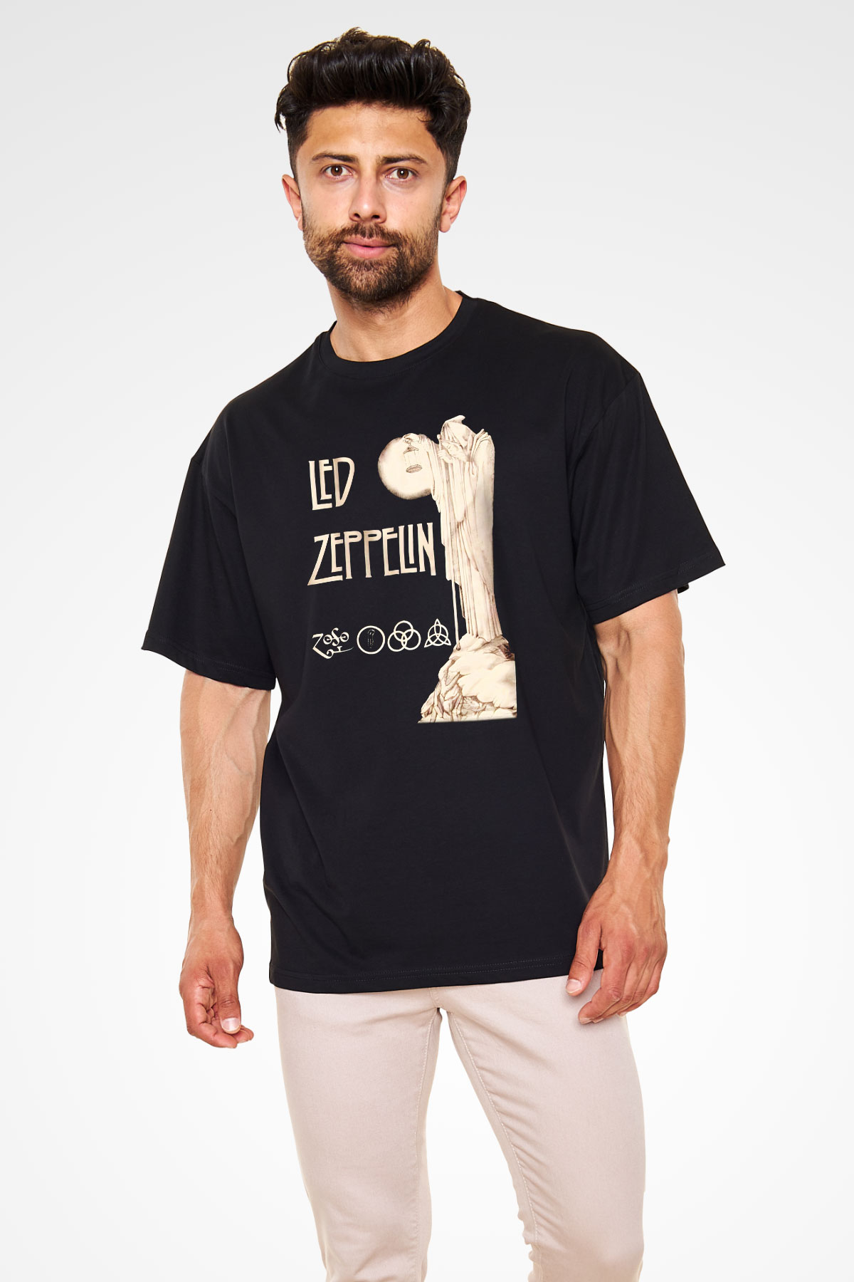 Led Zeppelin Siyah Unisex Oversize Tişört T-Shirt