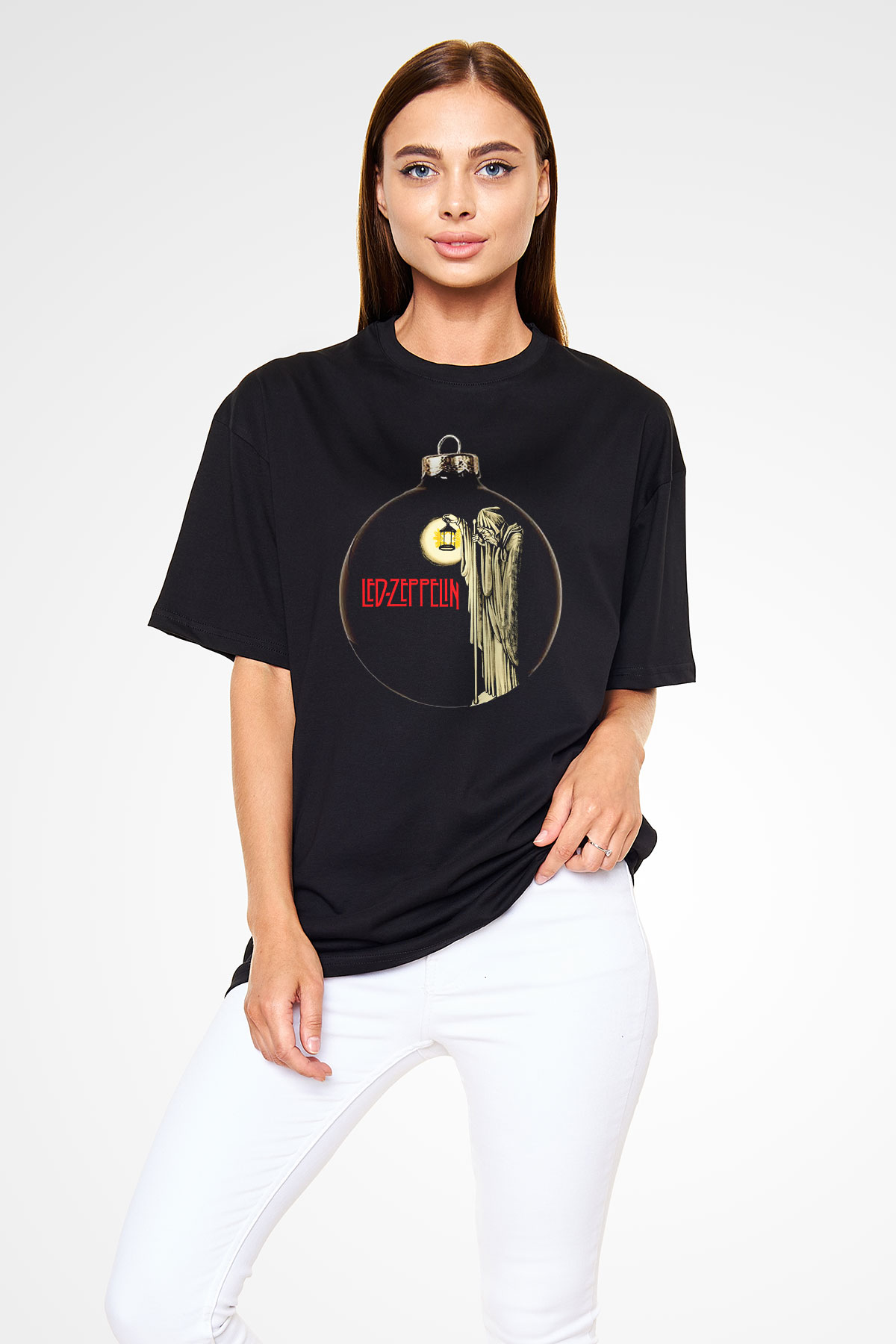 Led Zeppelin Siyah Unisex Oversize Tişört T-Shirt