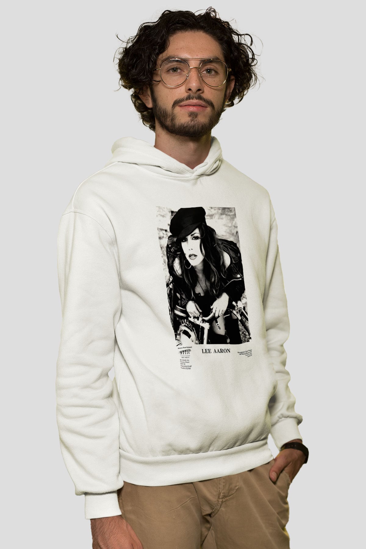 Lee Aaron Beyaz Unisex Kapşonlu Sweatshirt