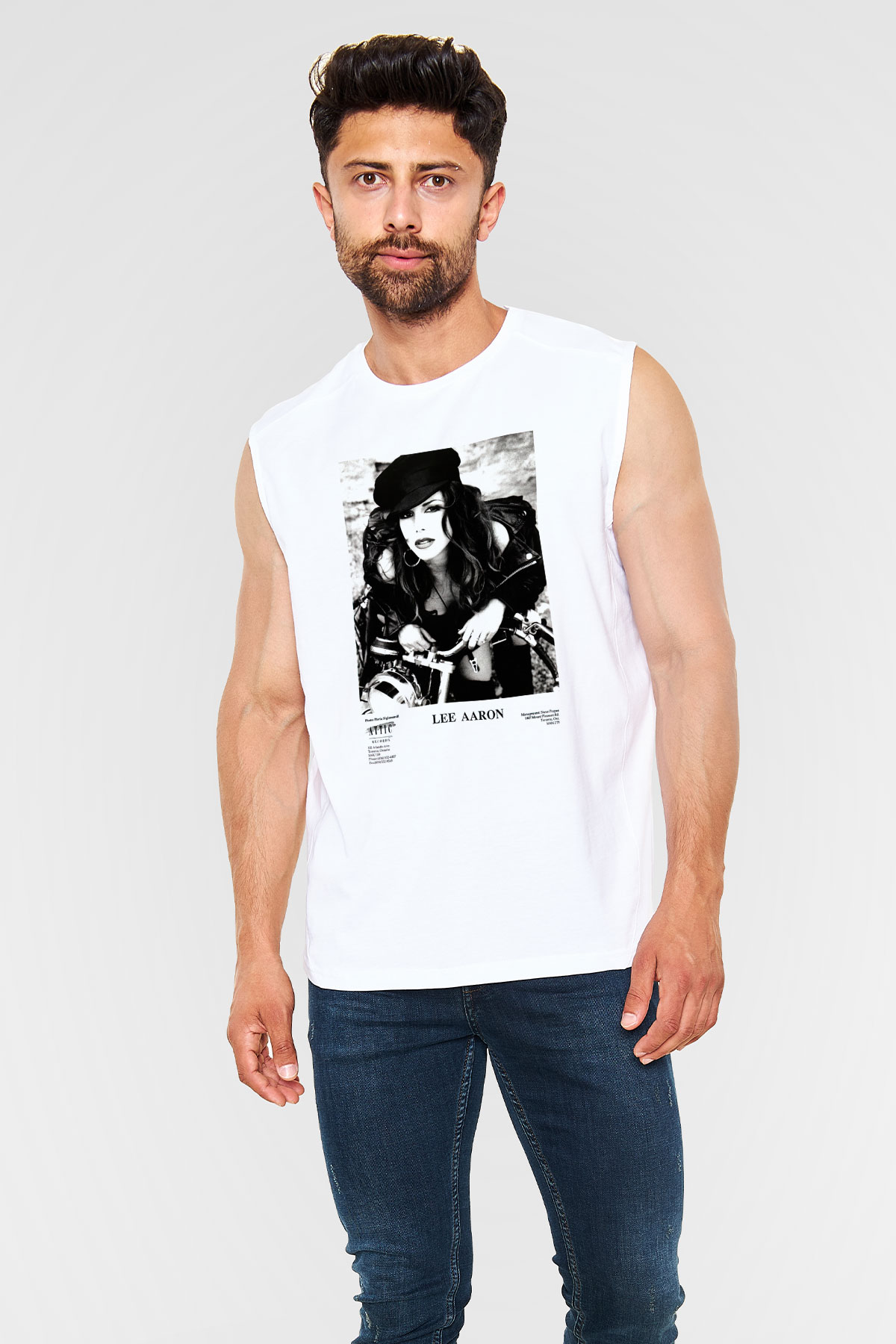Lee Aaron Beyaz Unisex Kolsuz Tişört