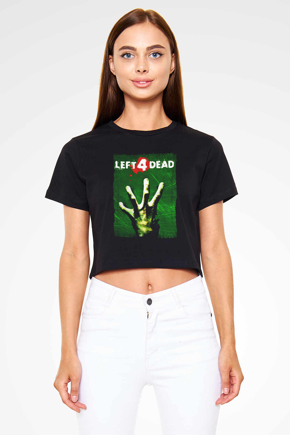 Left 4 Dead Siyah  Crop Top Tişört