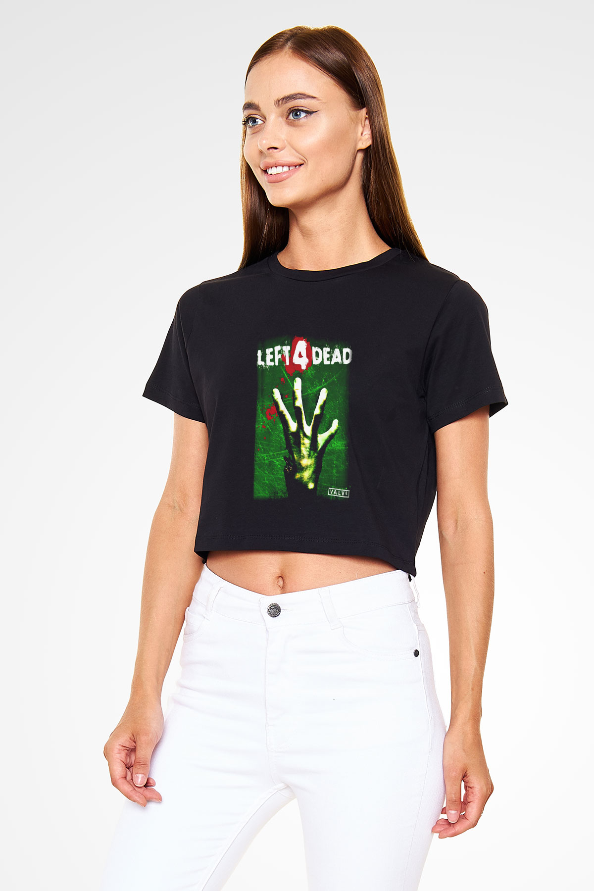 Left 4 Dead Siyah Crop Top Tişört
