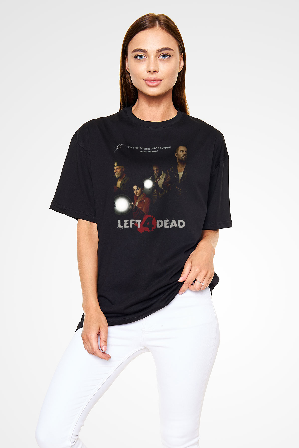 Left 4 Dead Siyah Oversize Tişört Oversize T-shirt