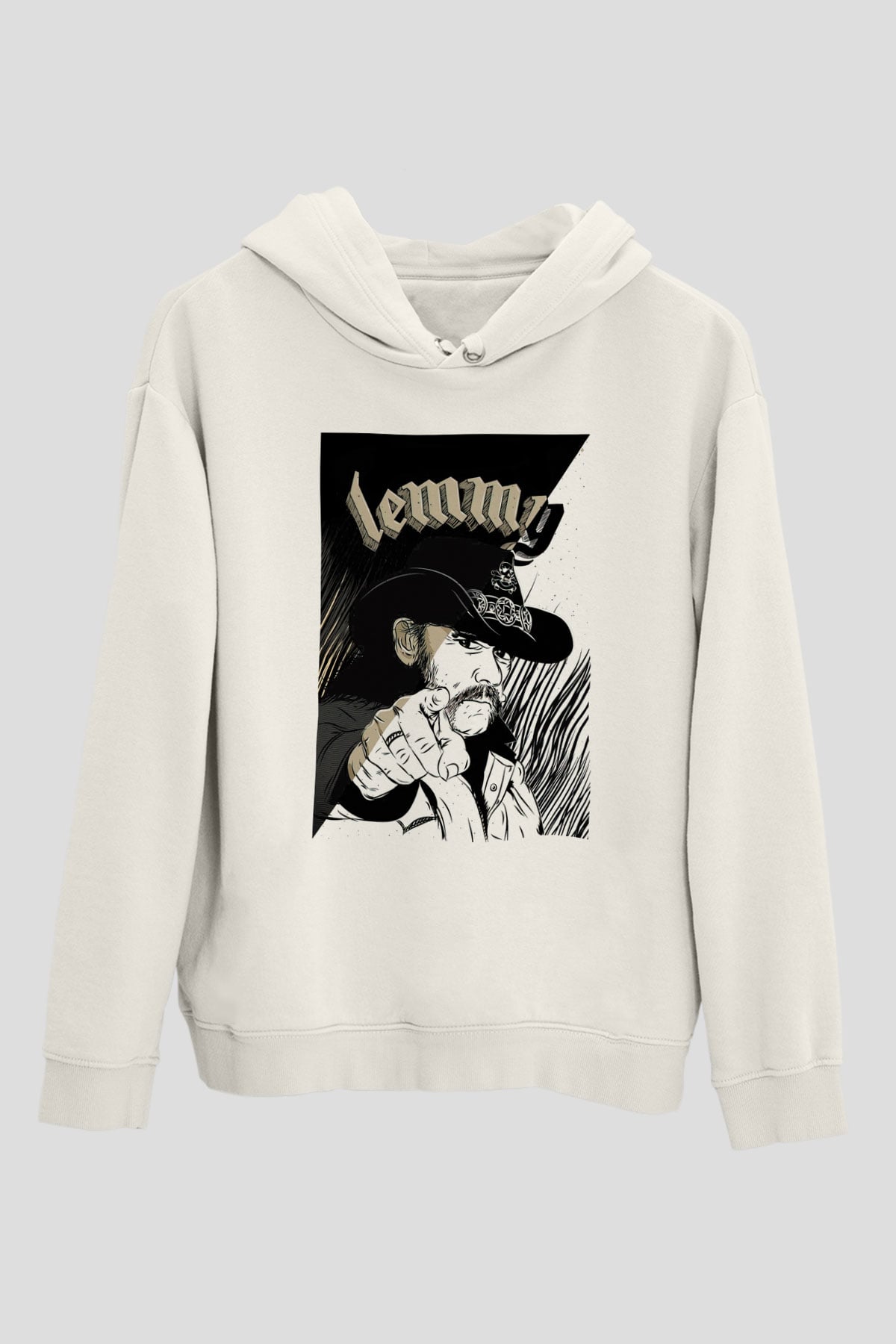 Lemmy Beyaz Unisex Kapşonlu Sweatshirt