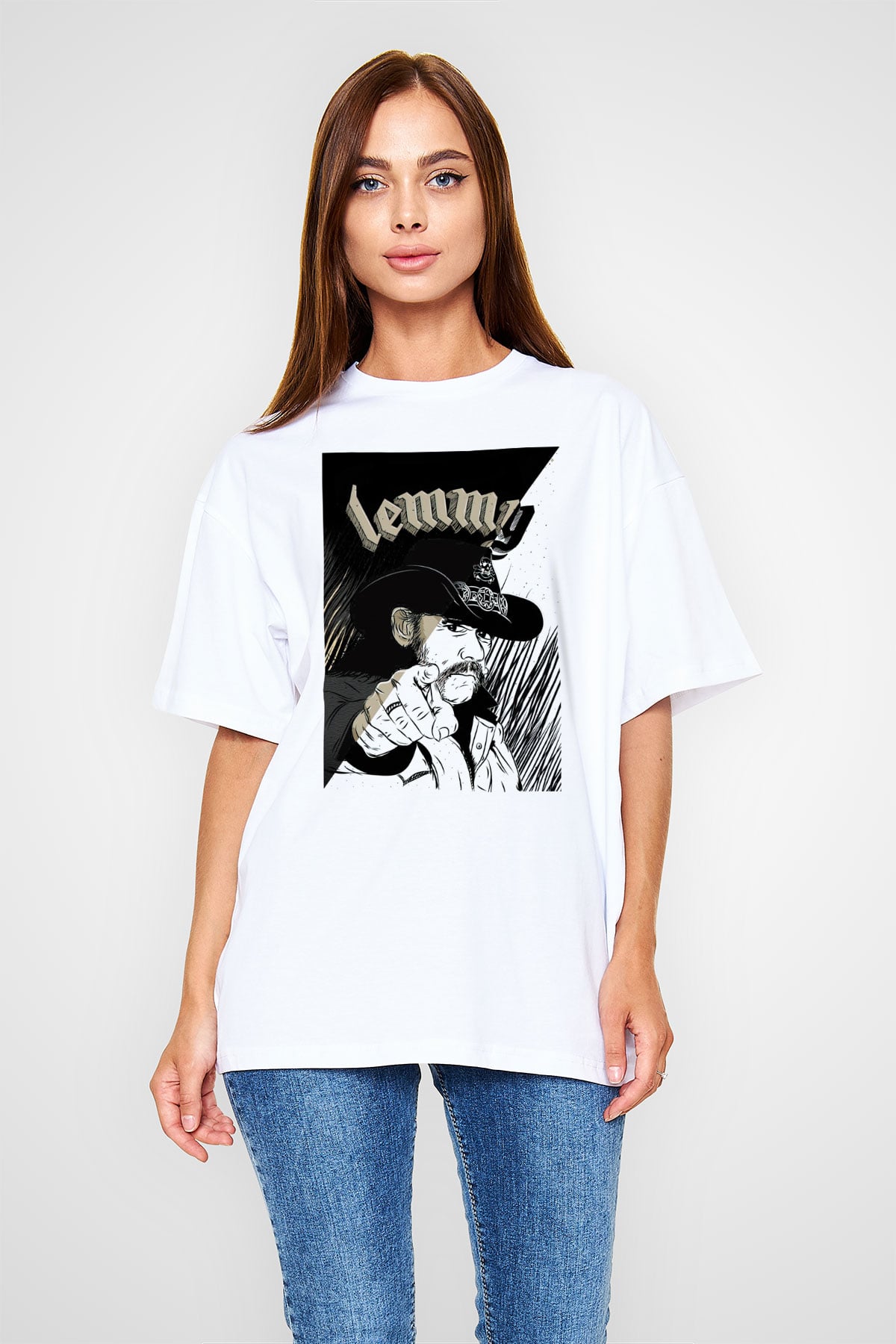 Lemmy Beyaz Unisex Oversize Tişört T-Shirt