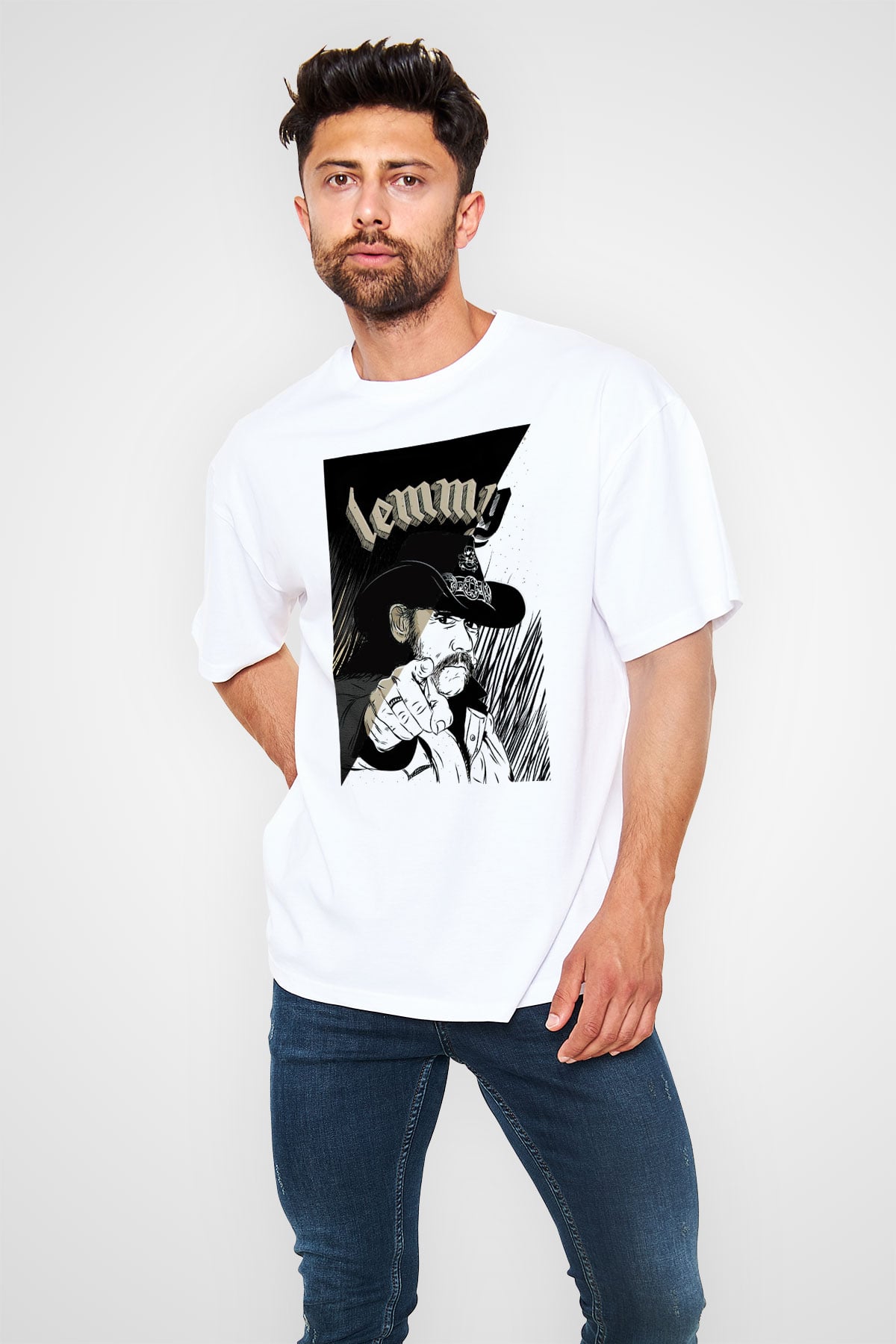 Lemmy Beyaz Unisex Oversize Tişört T-Shirt