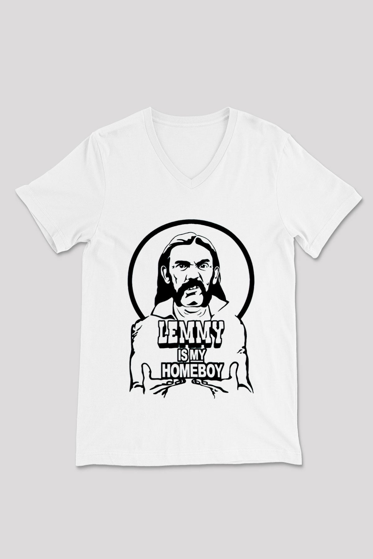 Lemmy Beyaz Unisex V Yaka Tişört